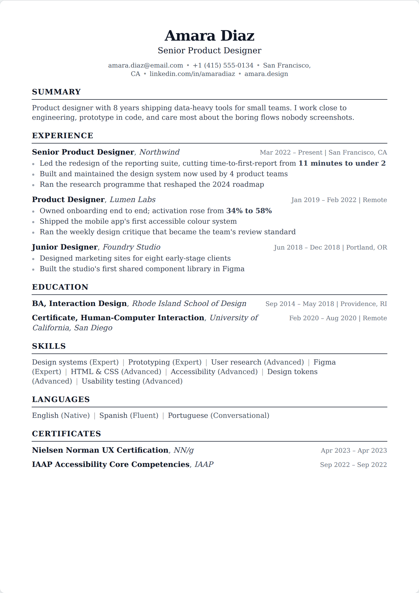 Bergen resume template
