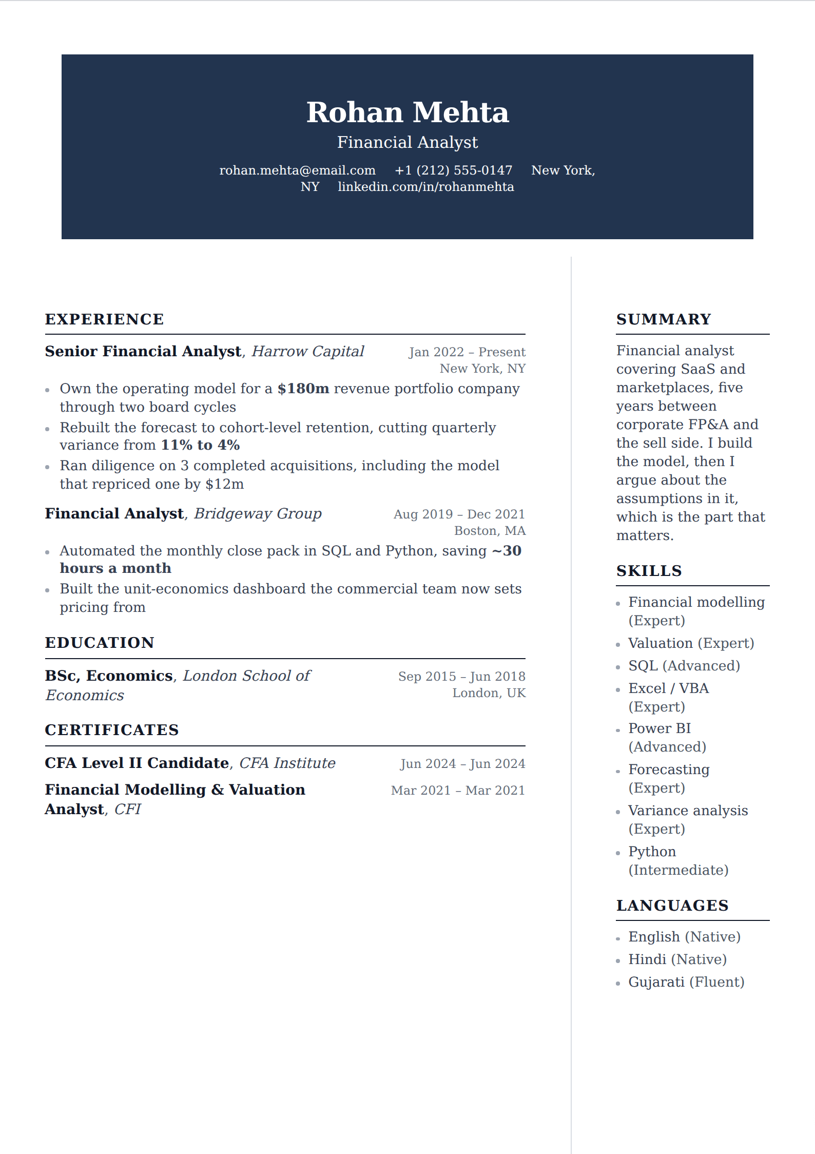 Bullion resume and CV template