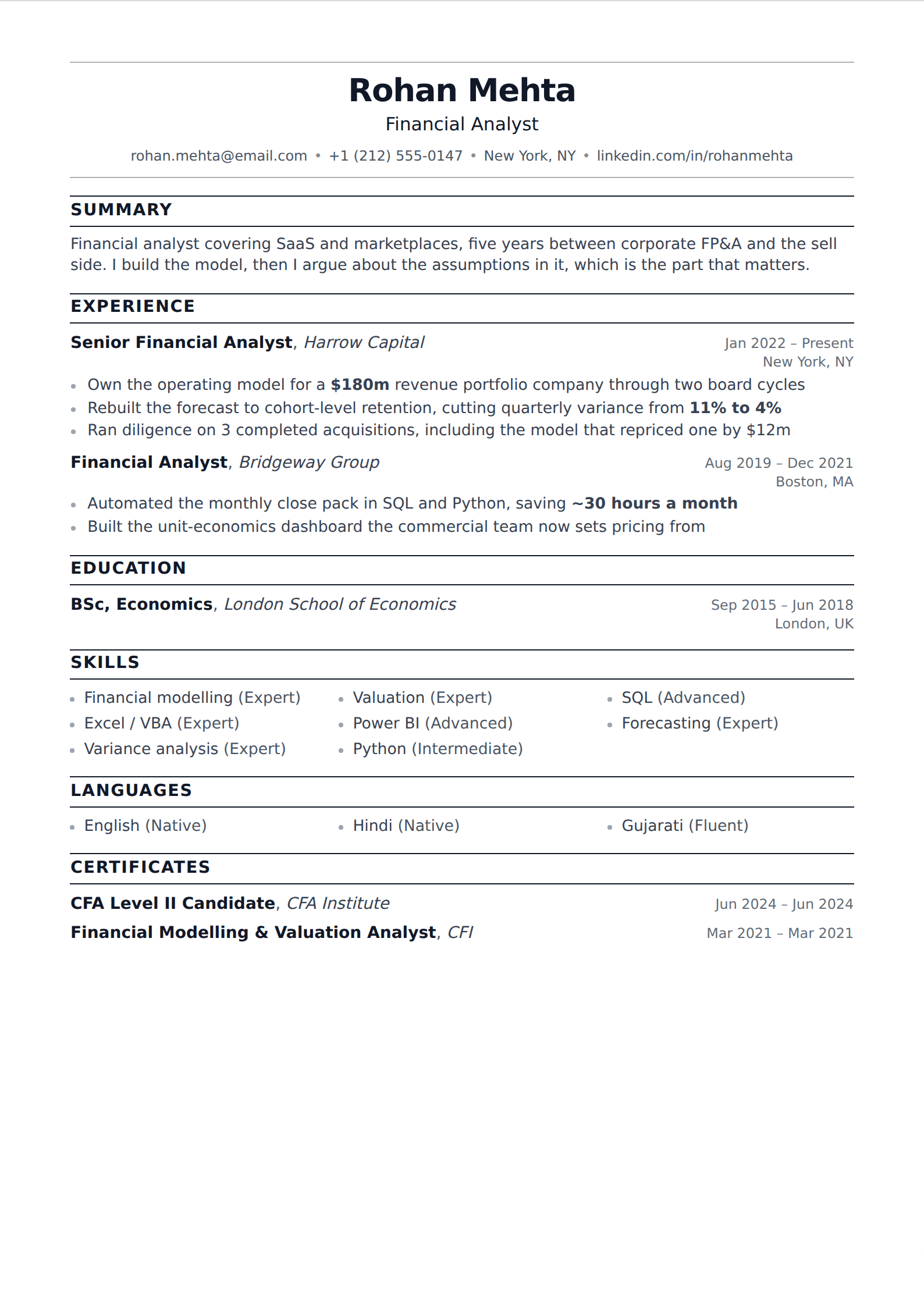 Cairn resume and CV template
