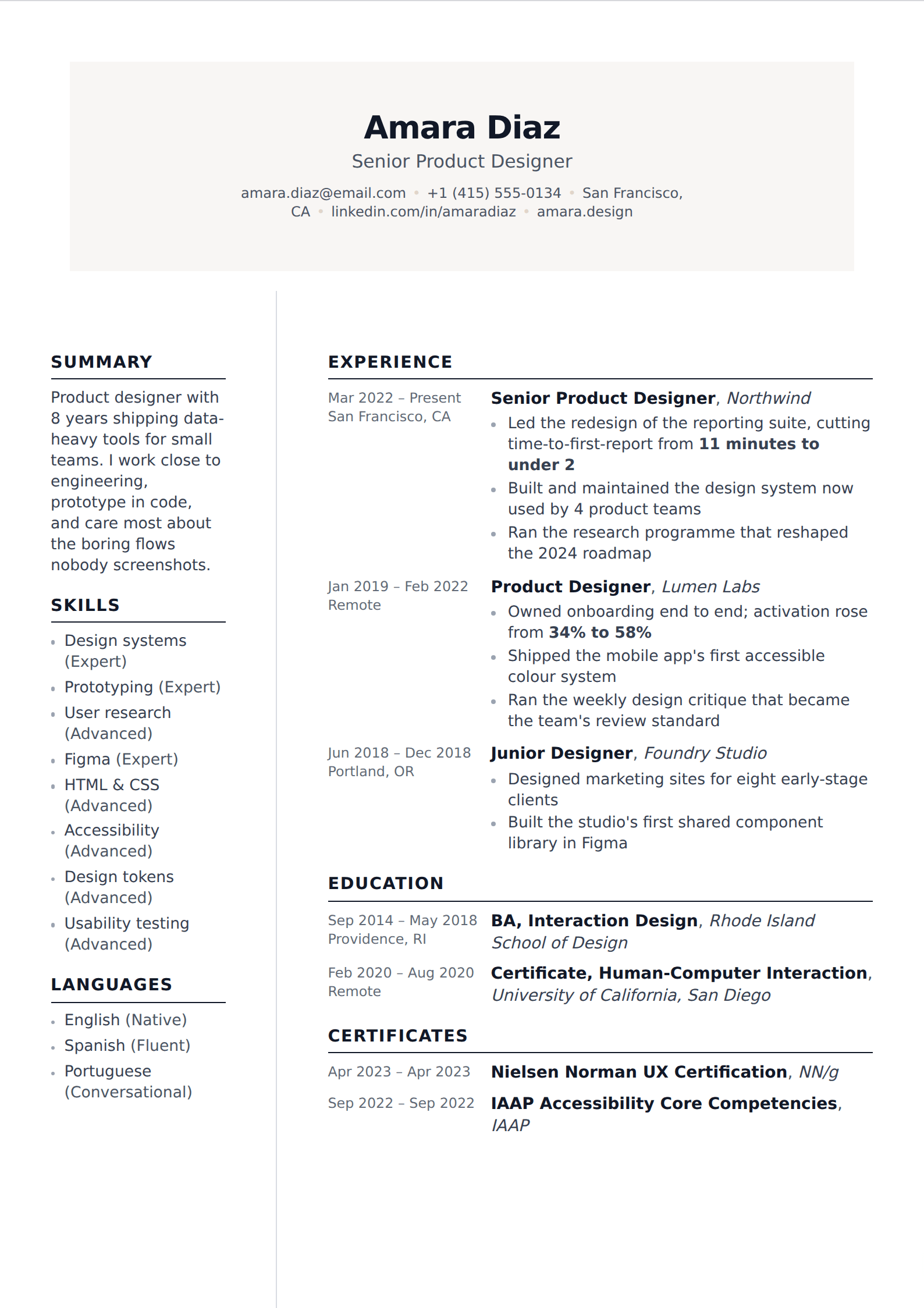 Camel resume and CV template