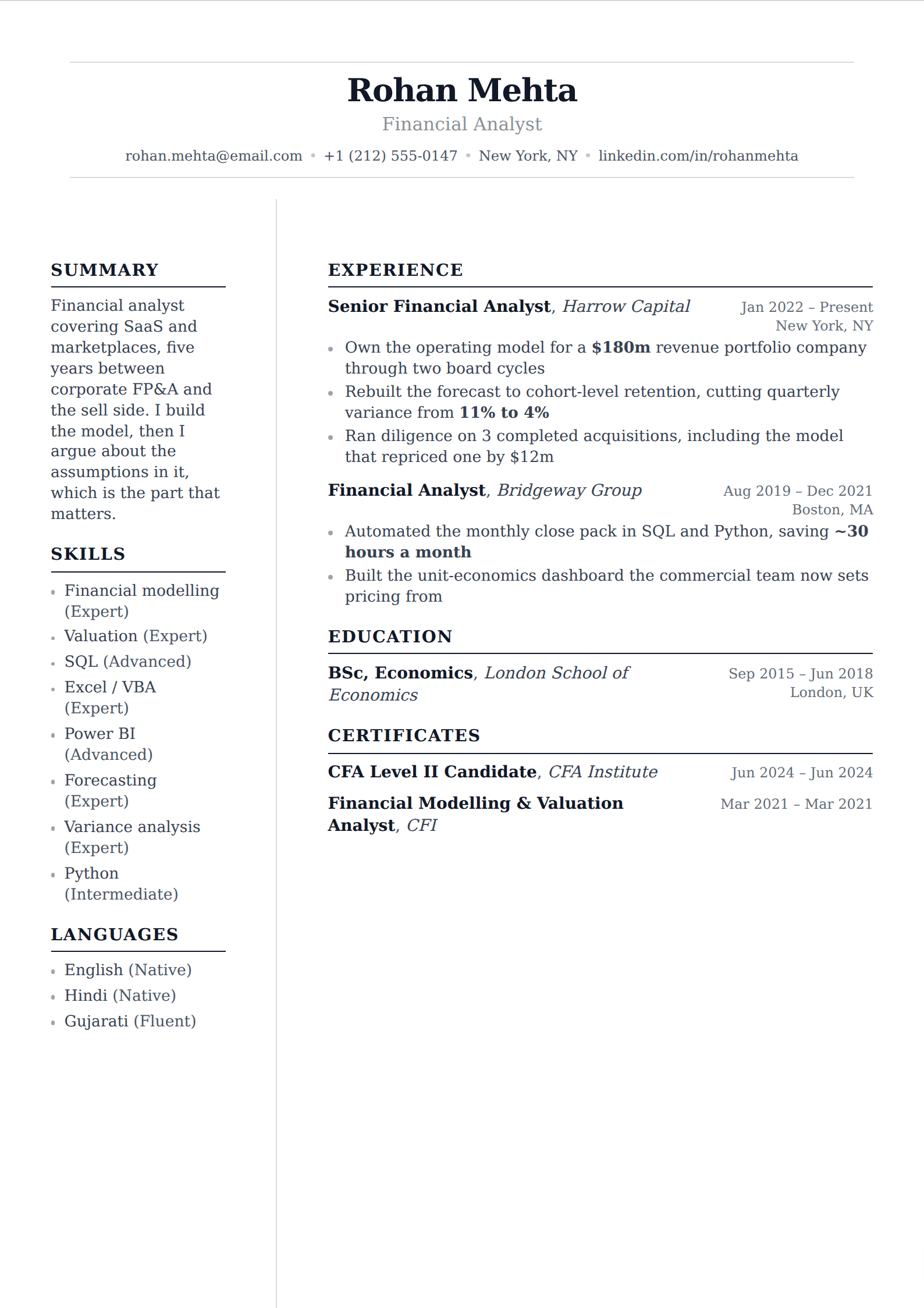 Cameo resume and CV template