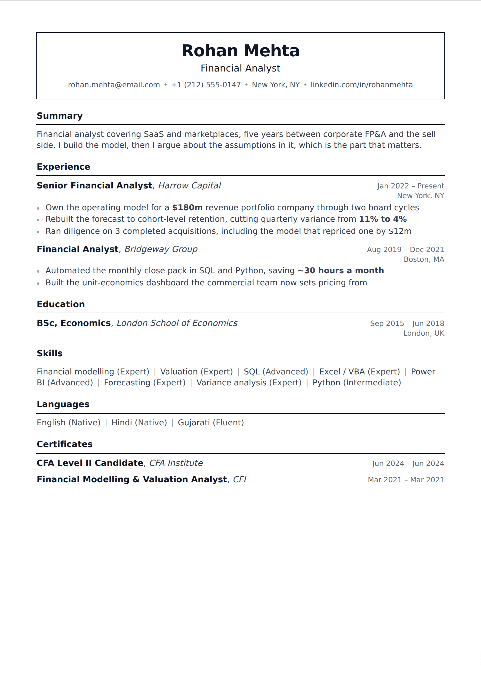 Capsule resume and CV template