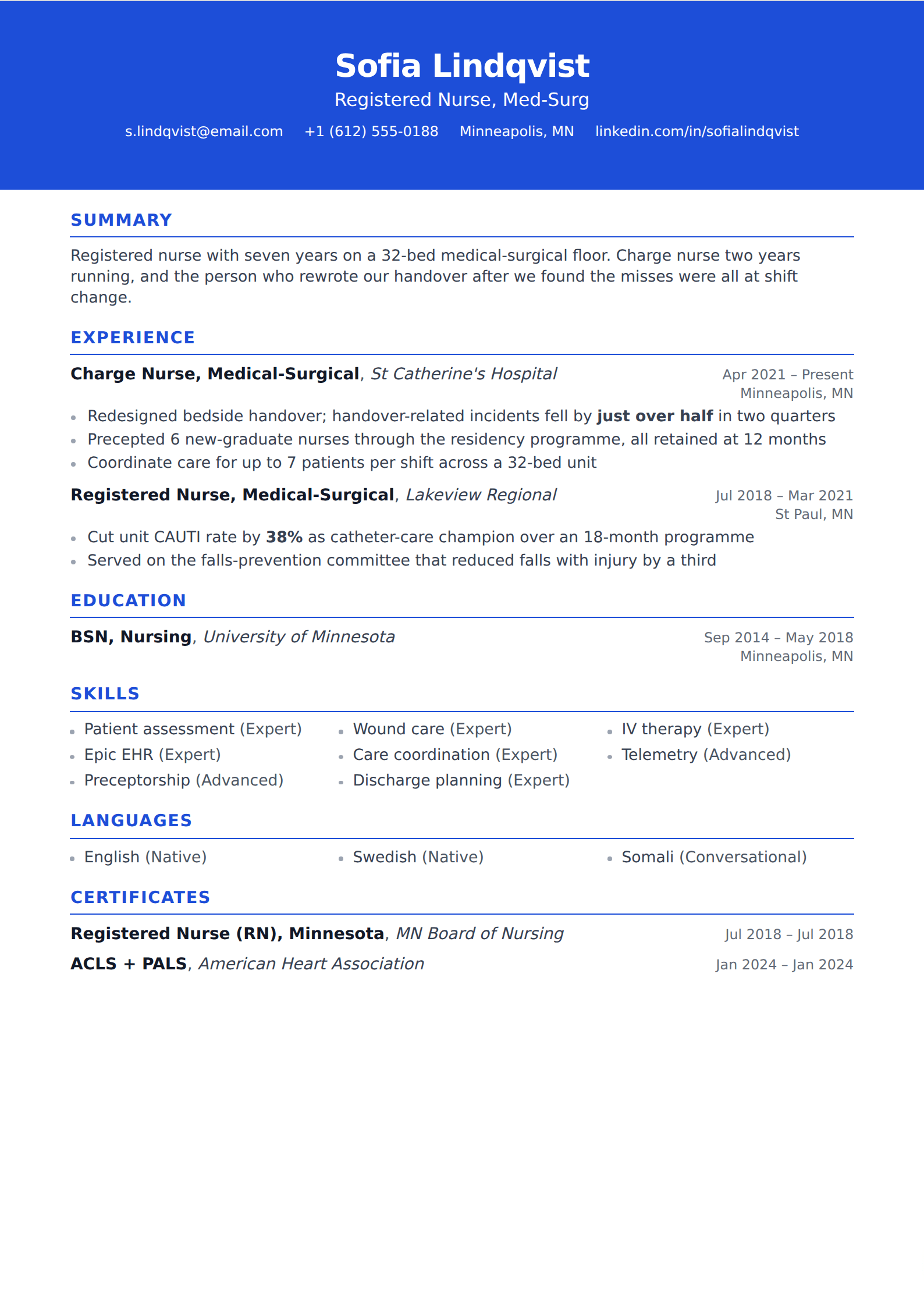 Cerulean resume and CV template