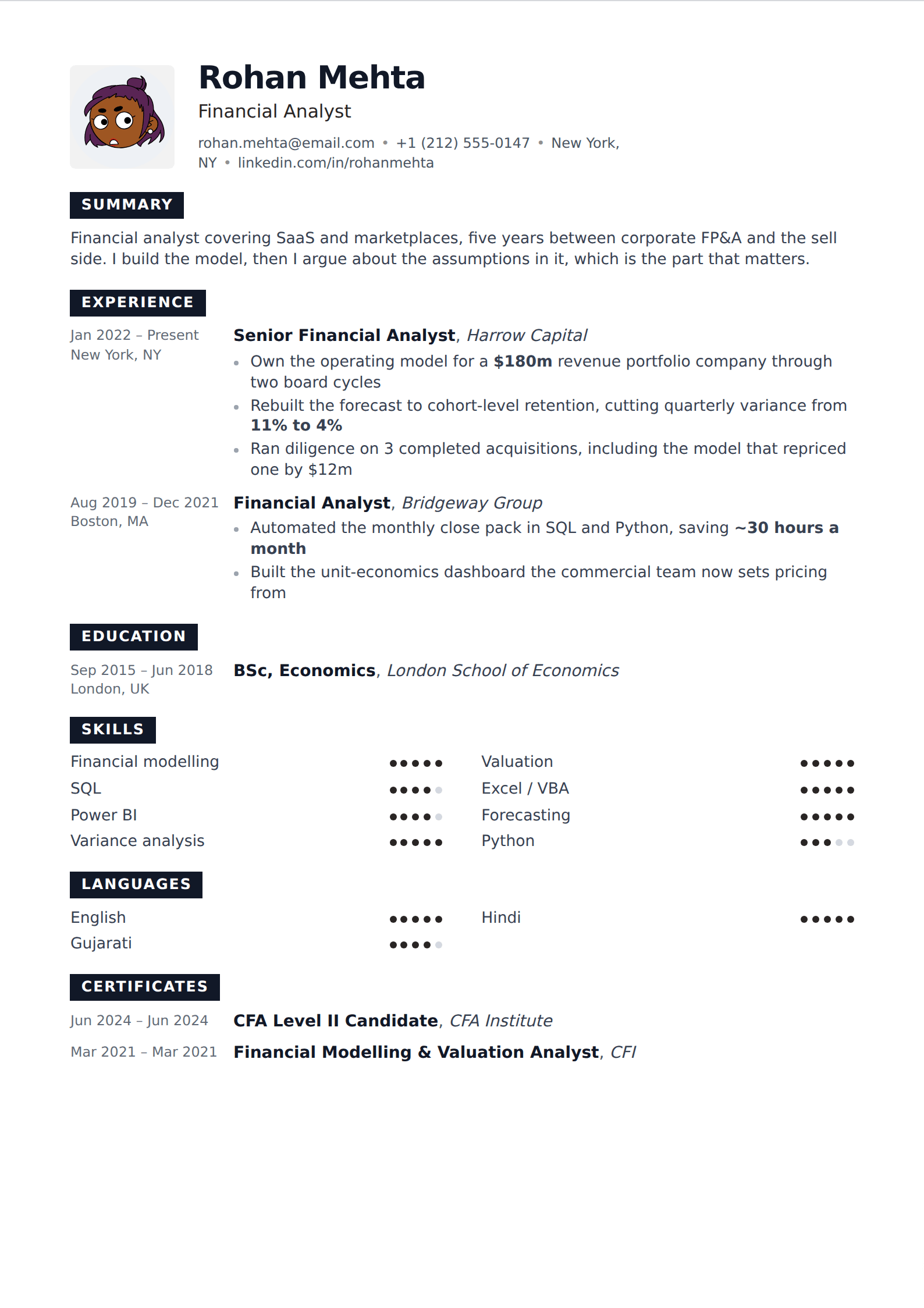 Charcoal resume and CV template
