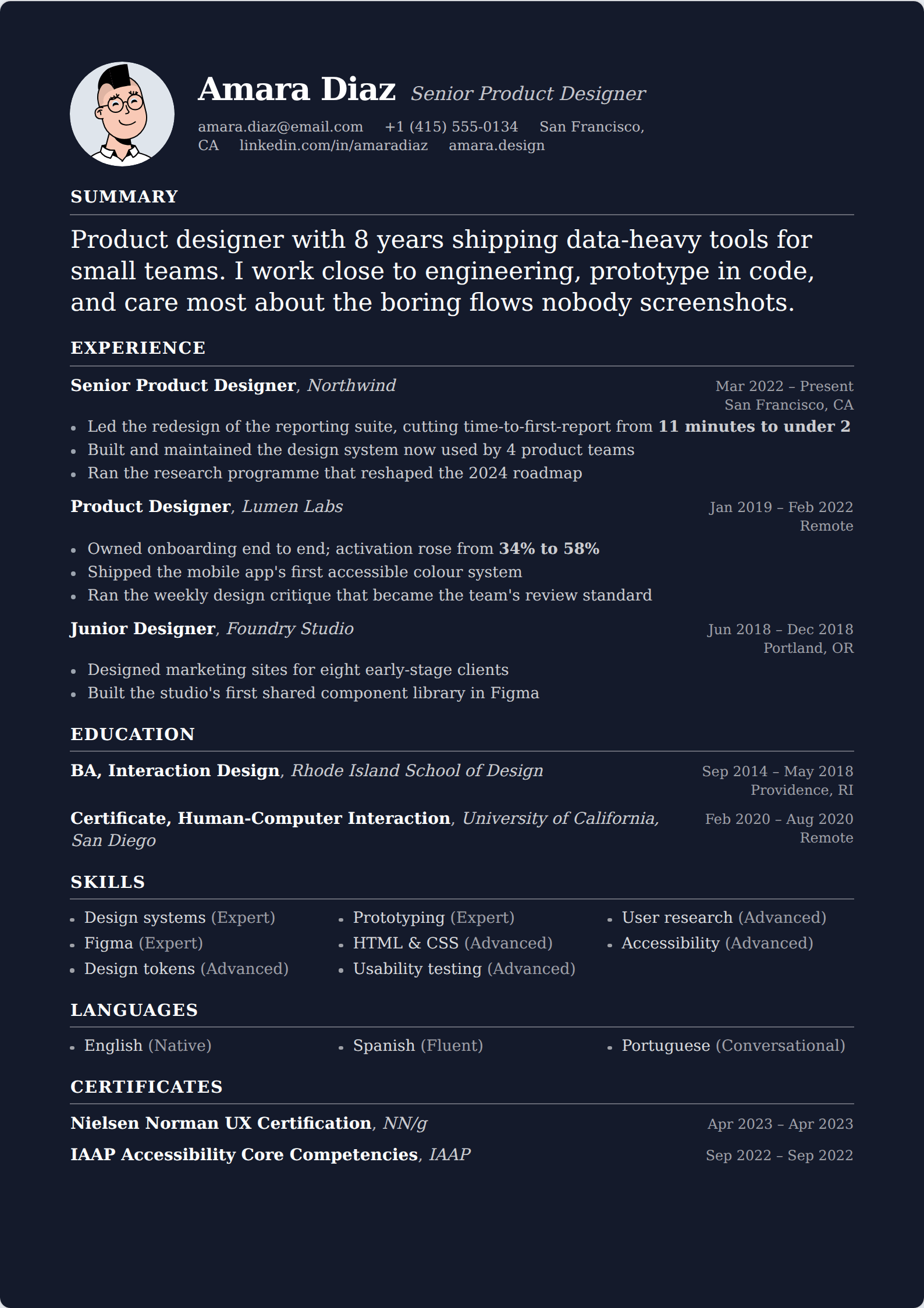 Chicago resume template