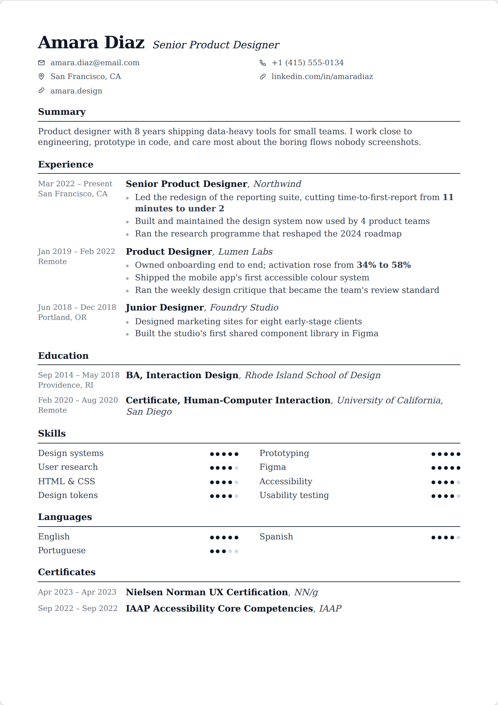 Chronicle resume template