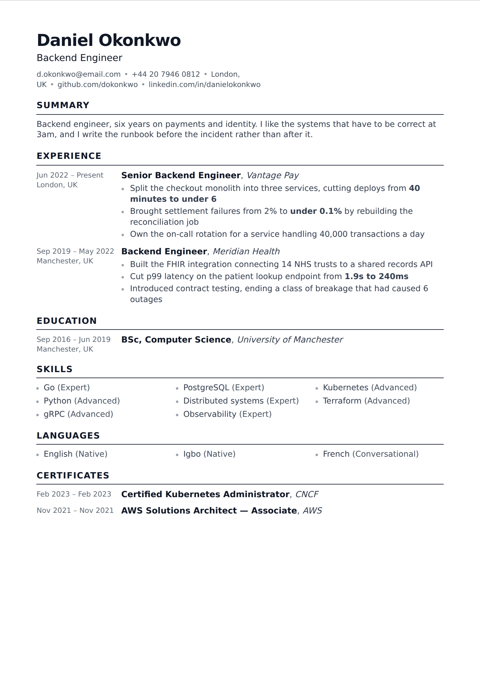 Cirrus resume and CV template