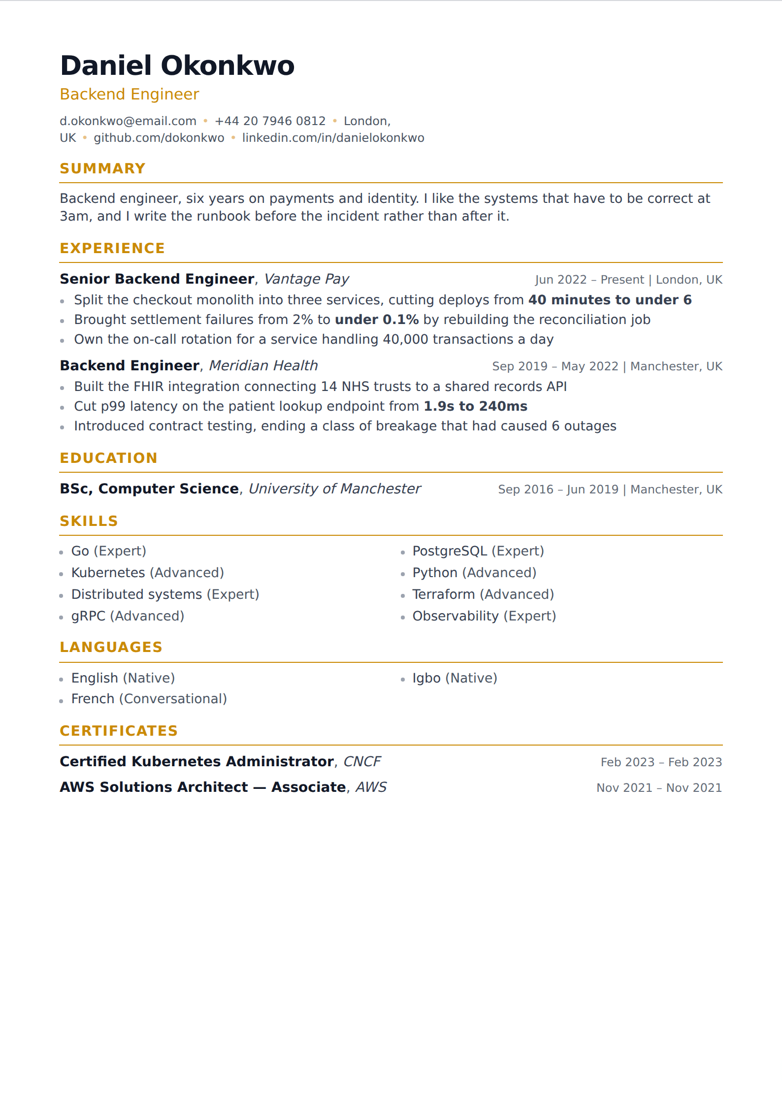 Citrine resume and CV template