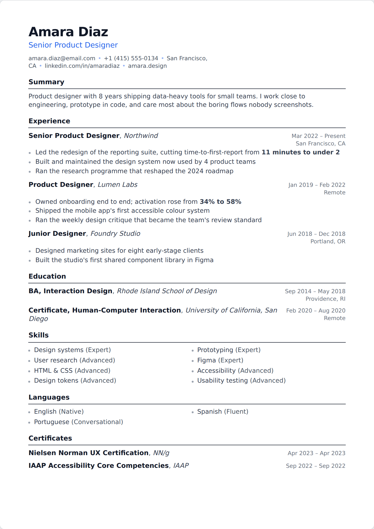 Classic resume template