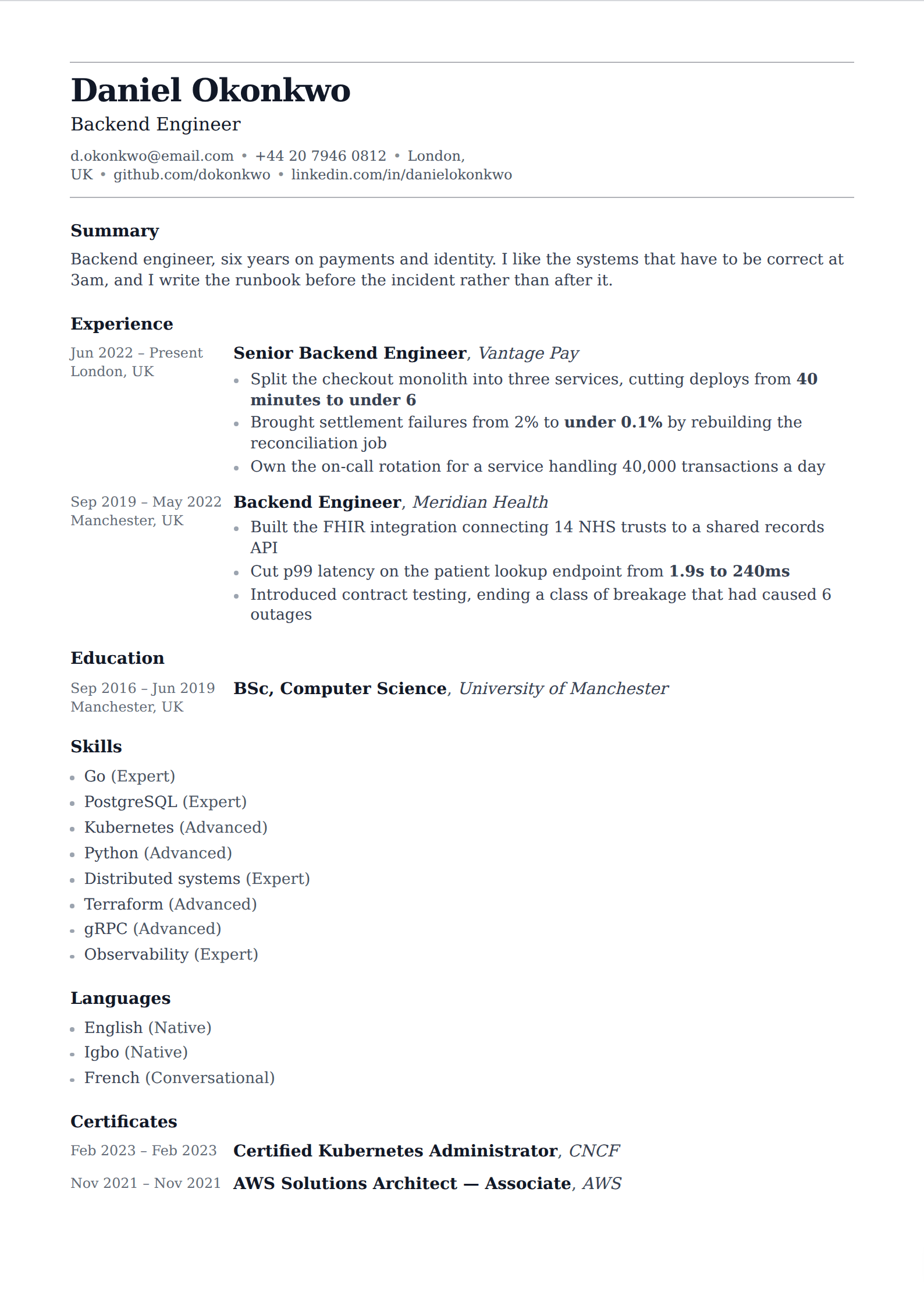 Codex resume and CV template