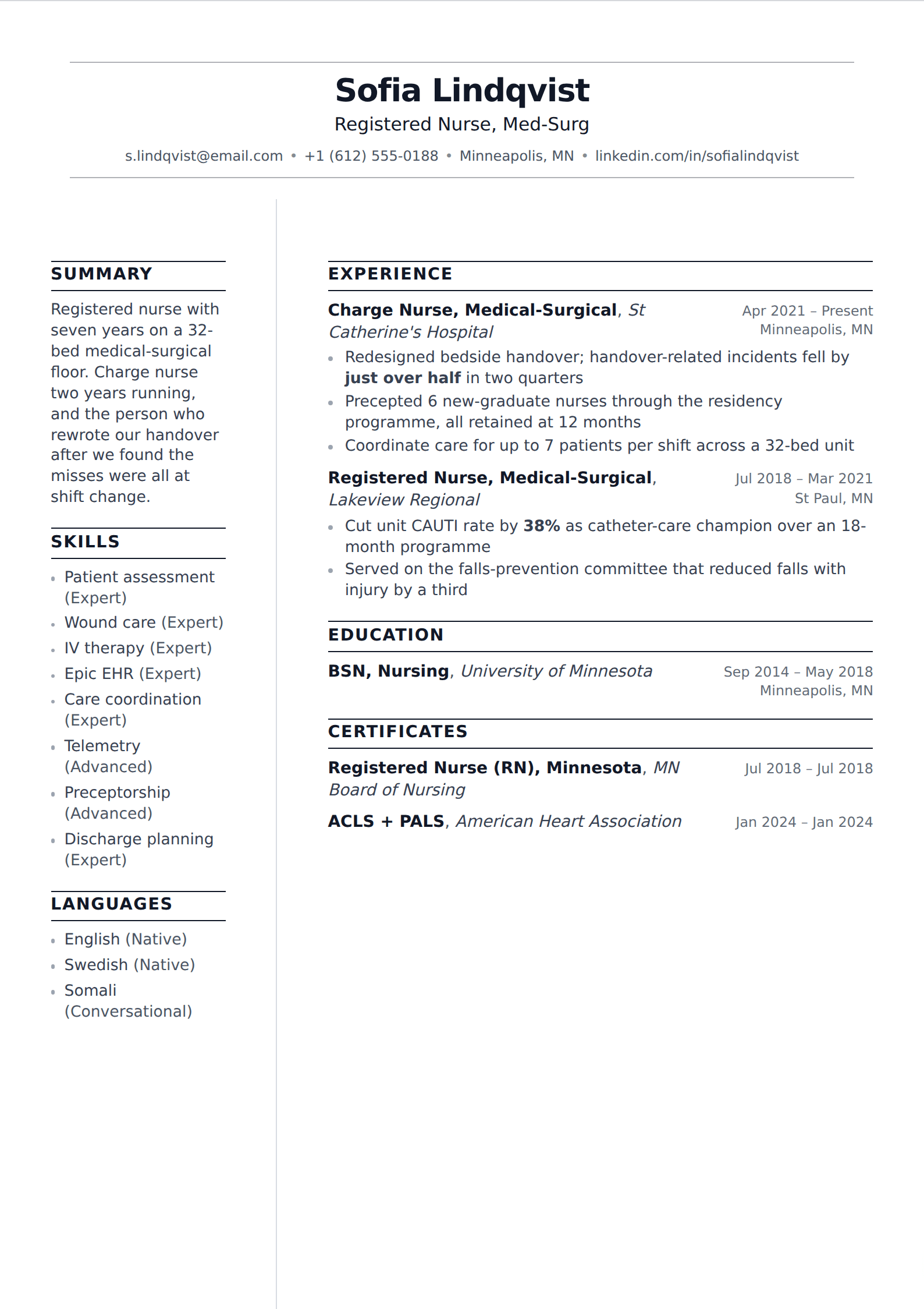Colonnade resume and CV template