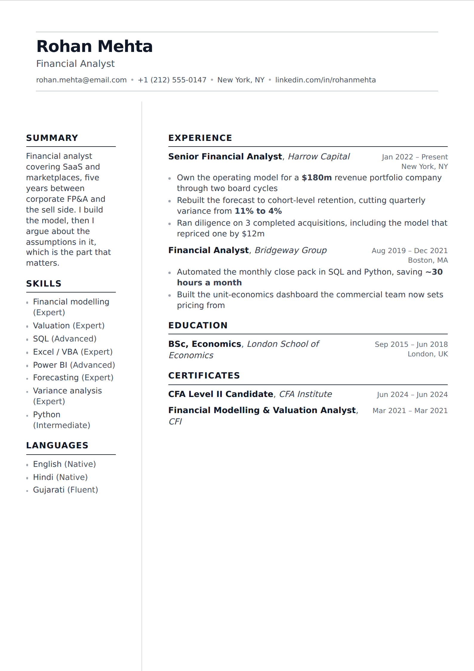 Concourse resume and CV template