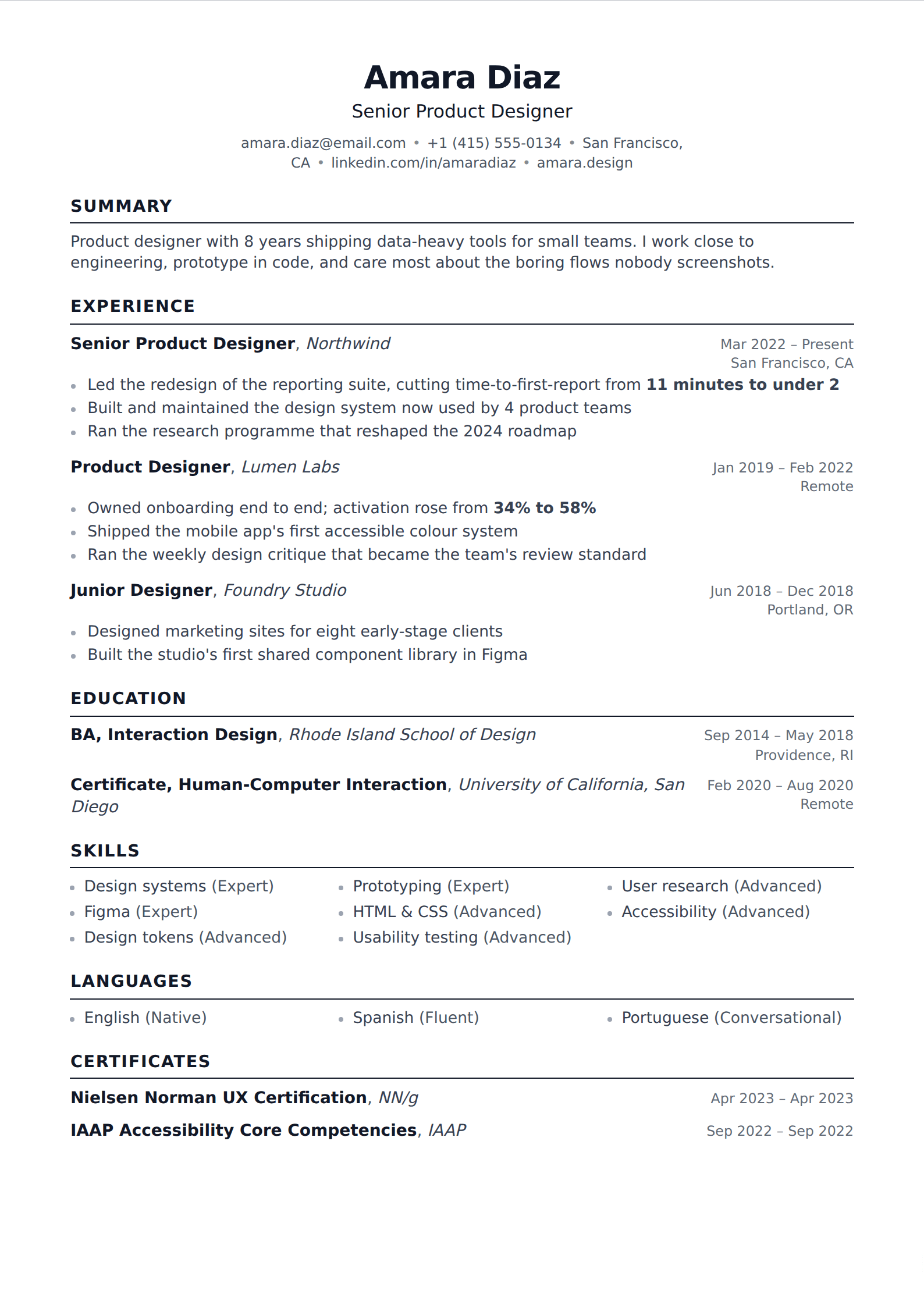 Cotton resume and CV template