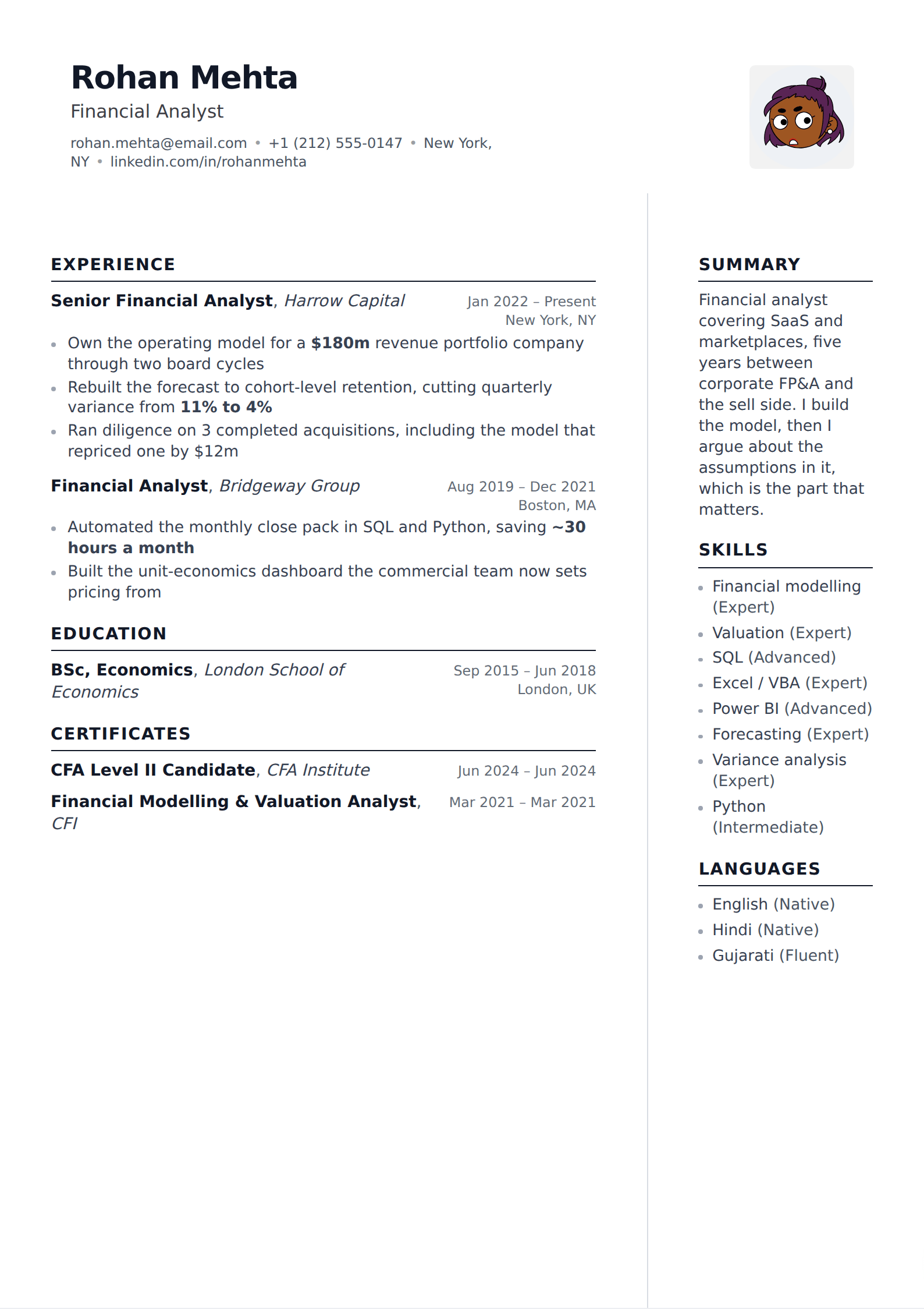 Crosshatch resume and CV template