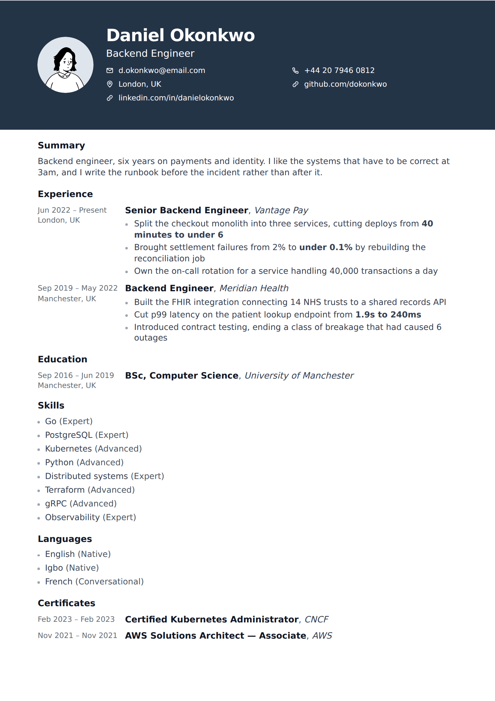 Cygnus resume and CV template
