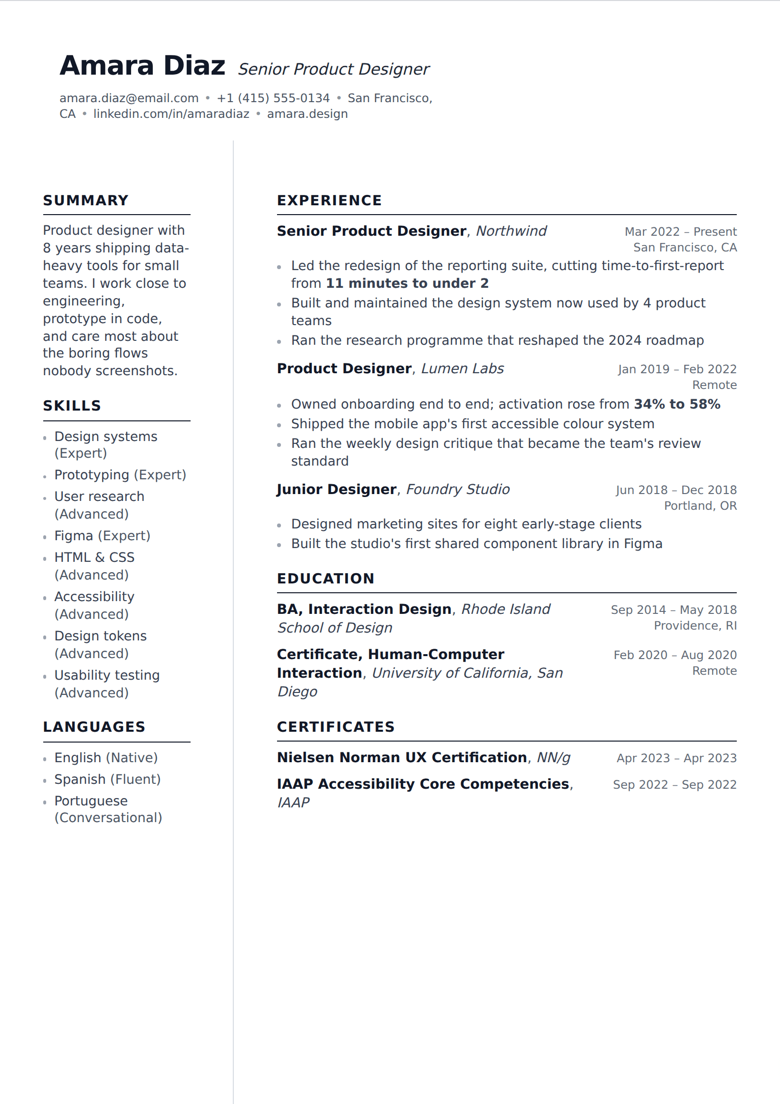 Cypress resume and CV template