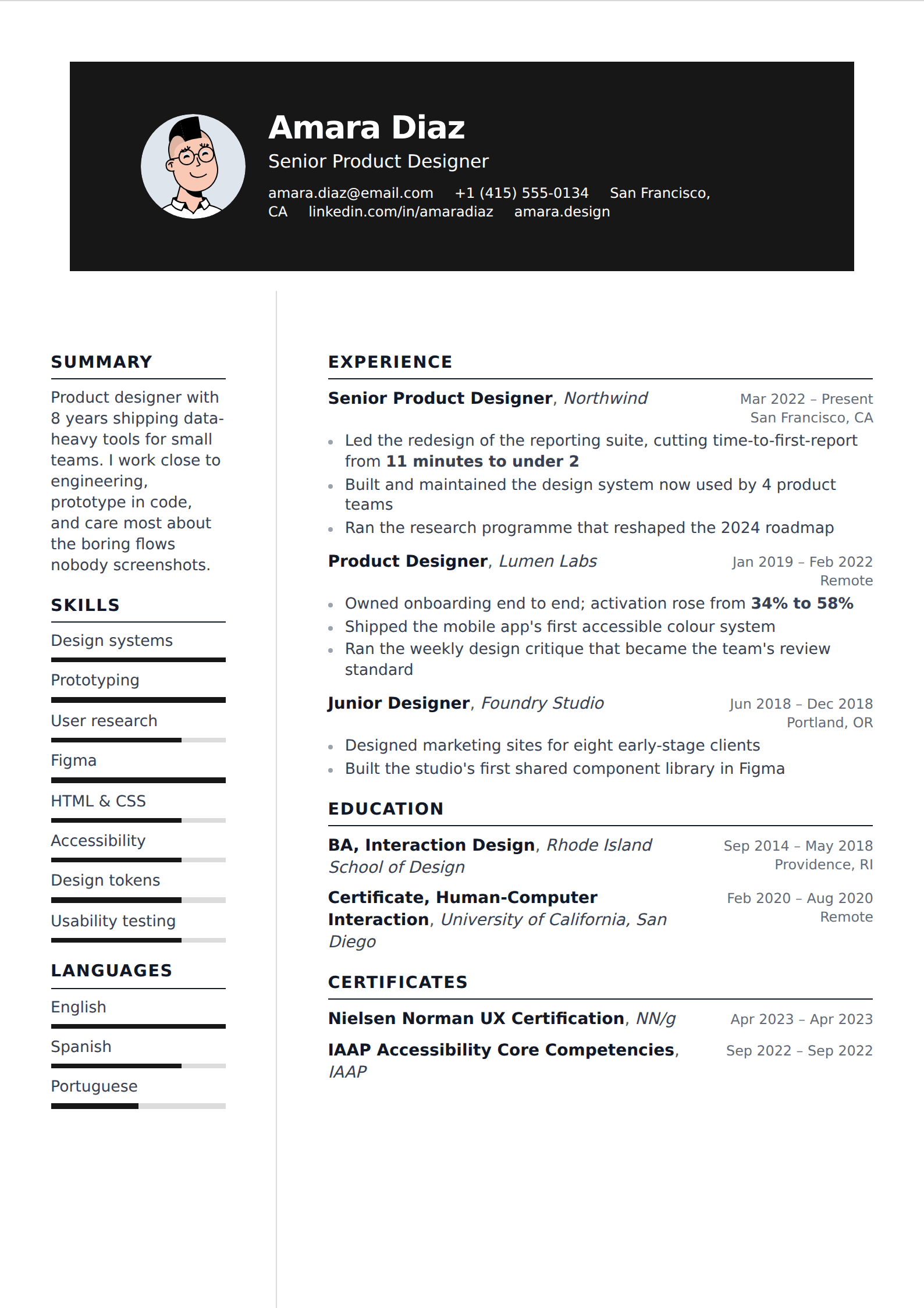 Domino resume and CV template