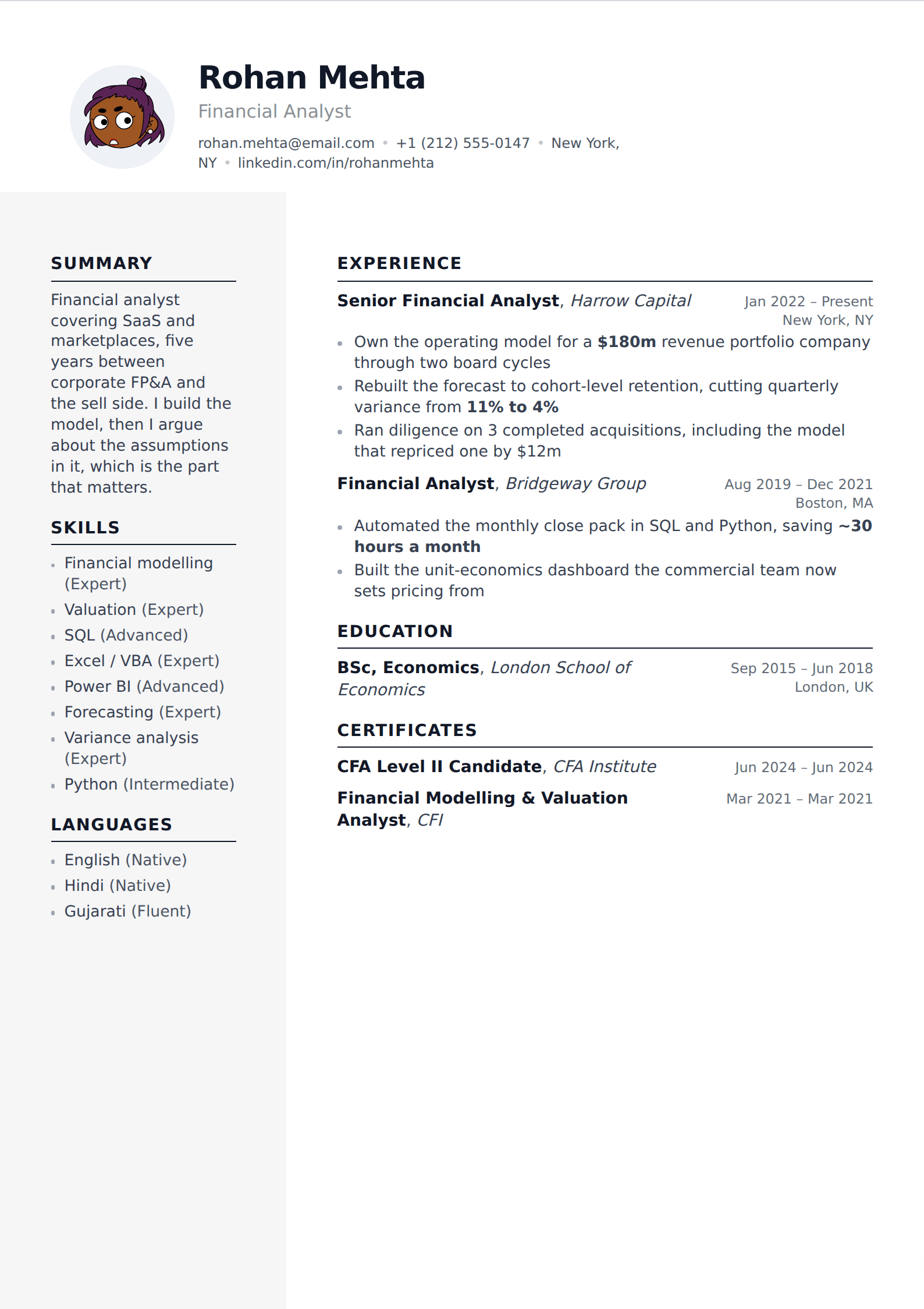 Dovetail resume and CV template