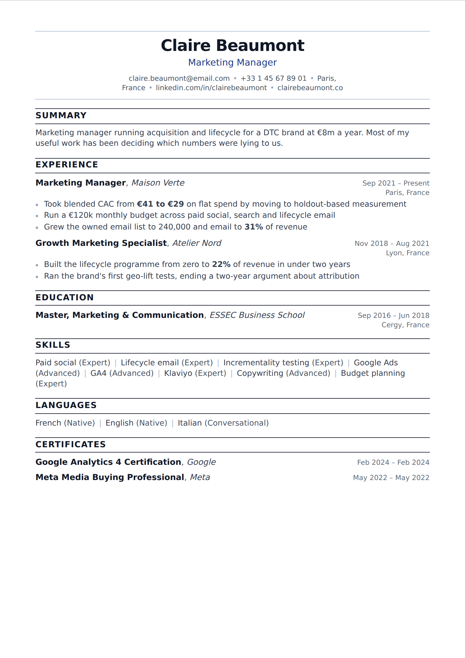 Ensign resume and CV template