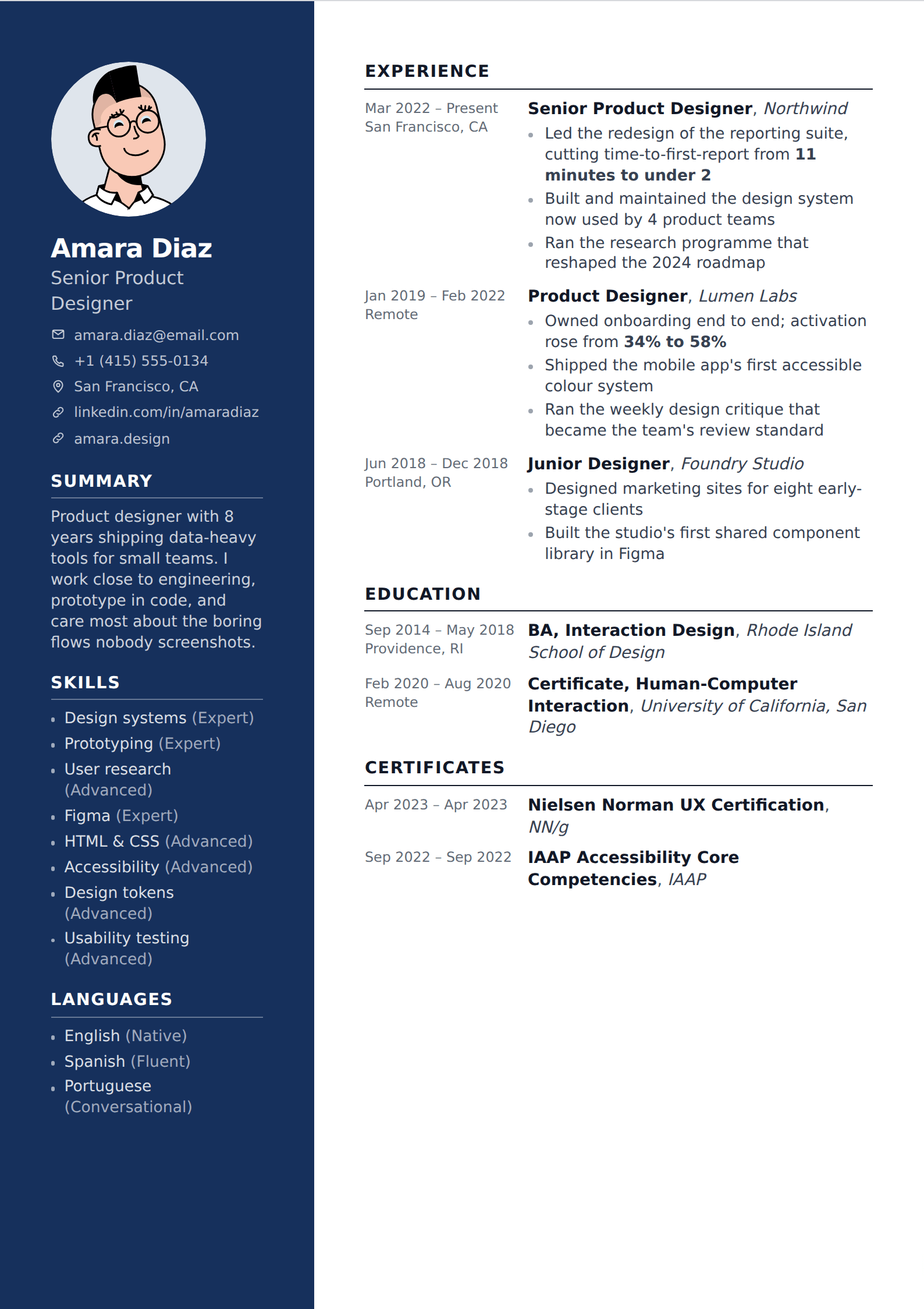 Fathom resume and CV template