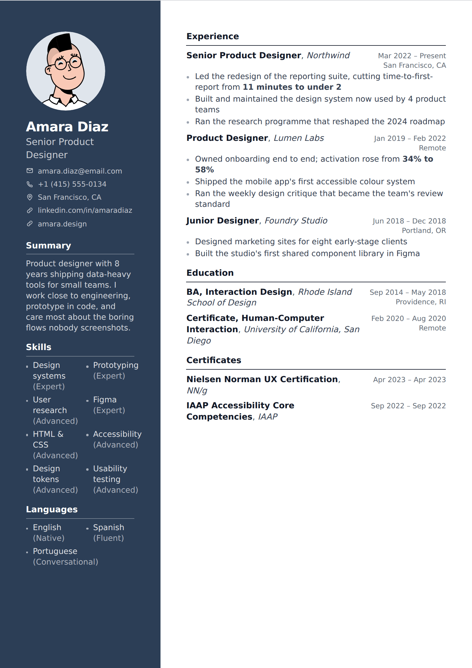 Fjord resume and CV template