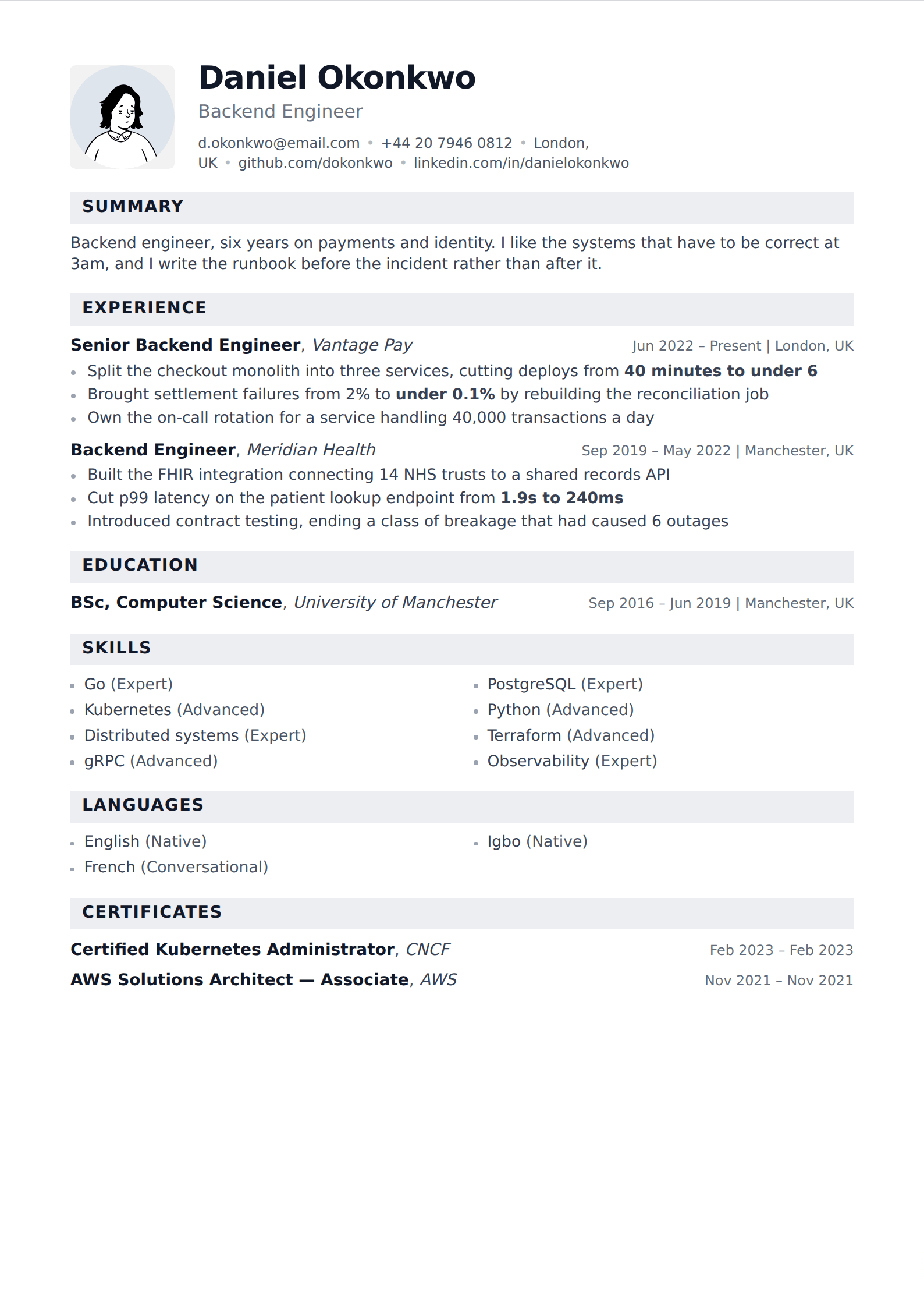 Flint resume and CV template