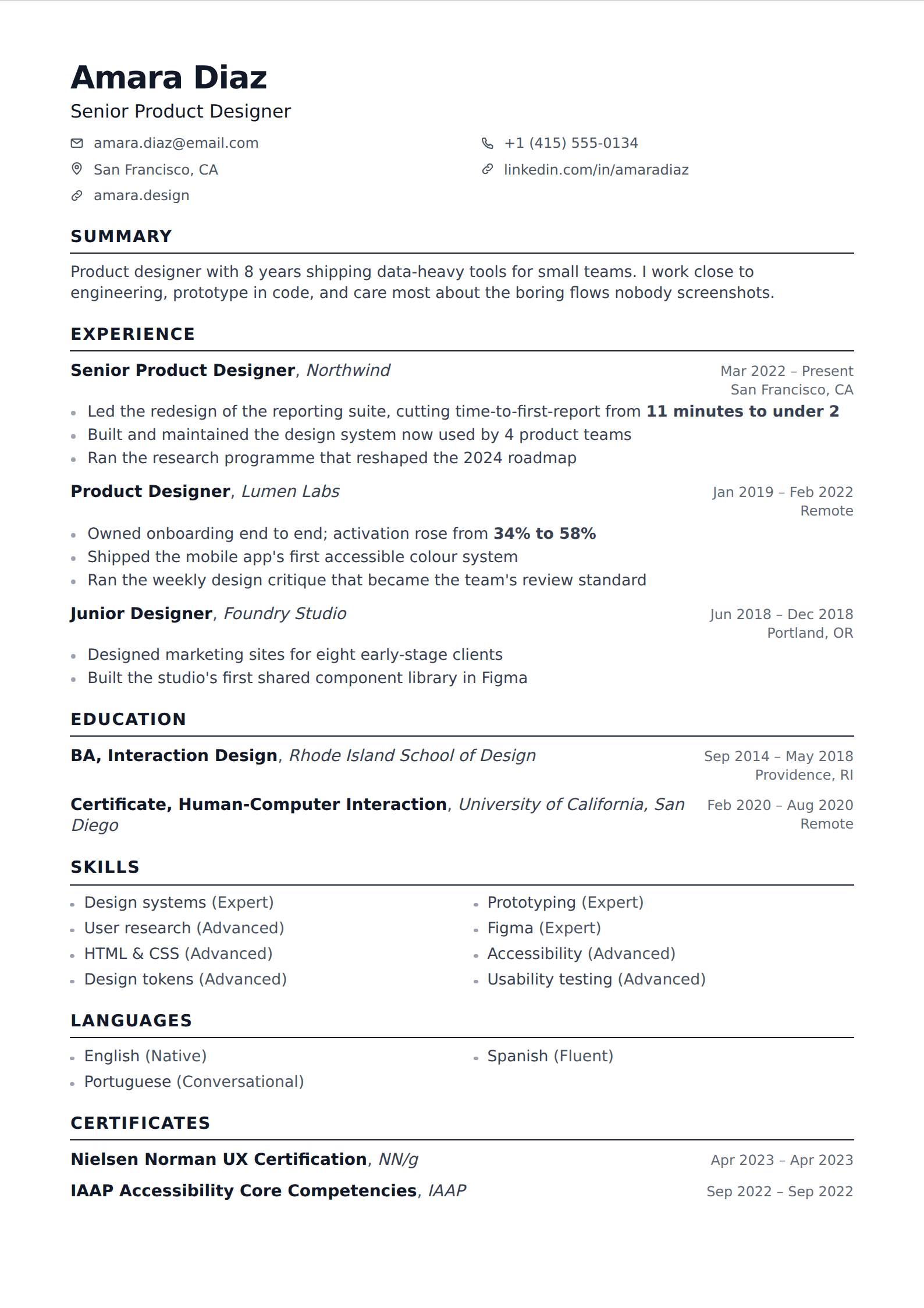 Foundry resume and CV template