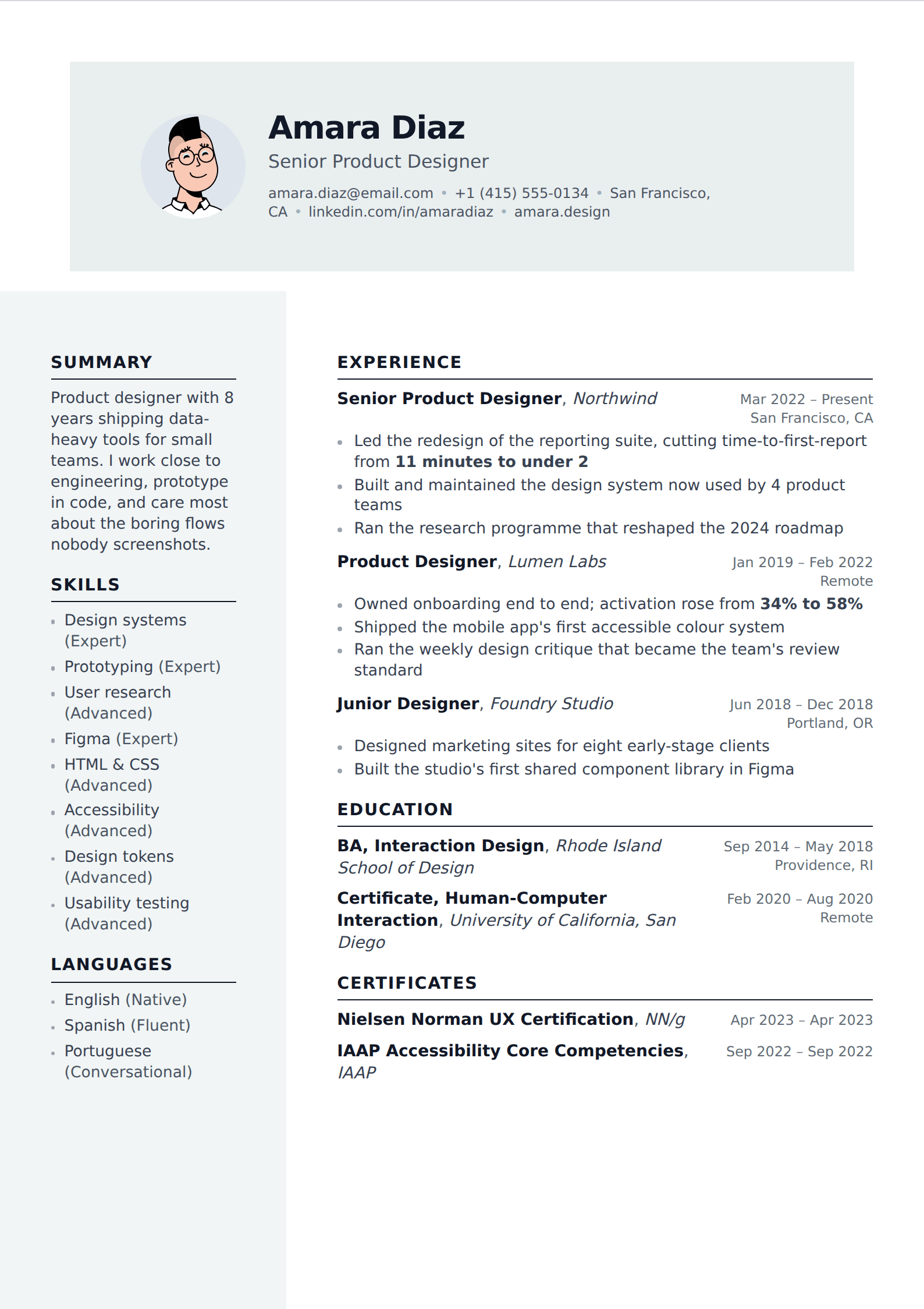 Halcyon resume and CV template