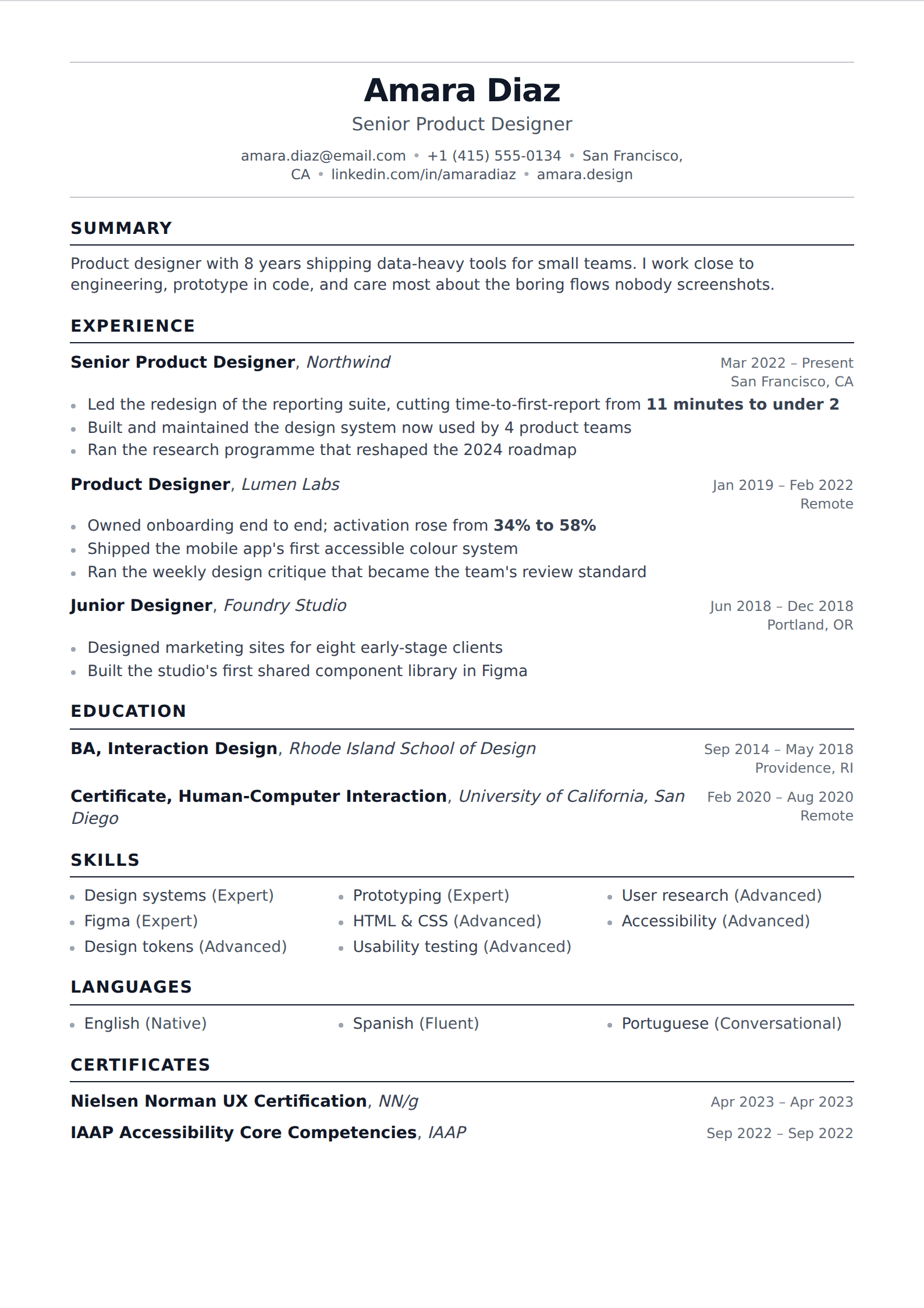 Halyard resume and CV template