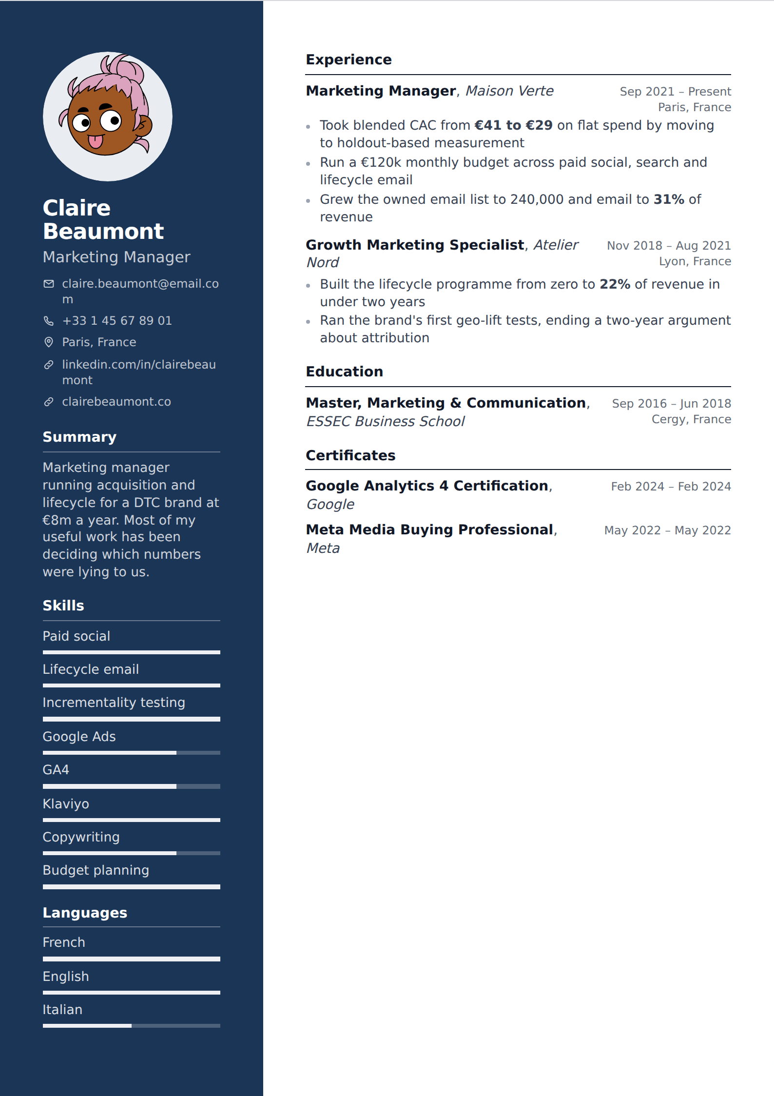 Harbor resume and CV template