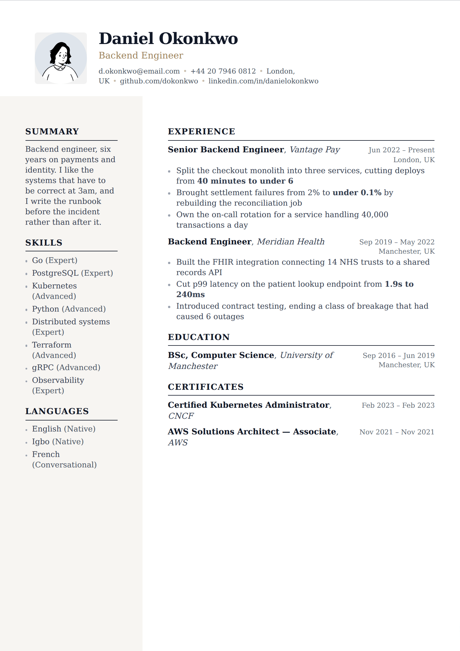 Heirloom resume and CV template