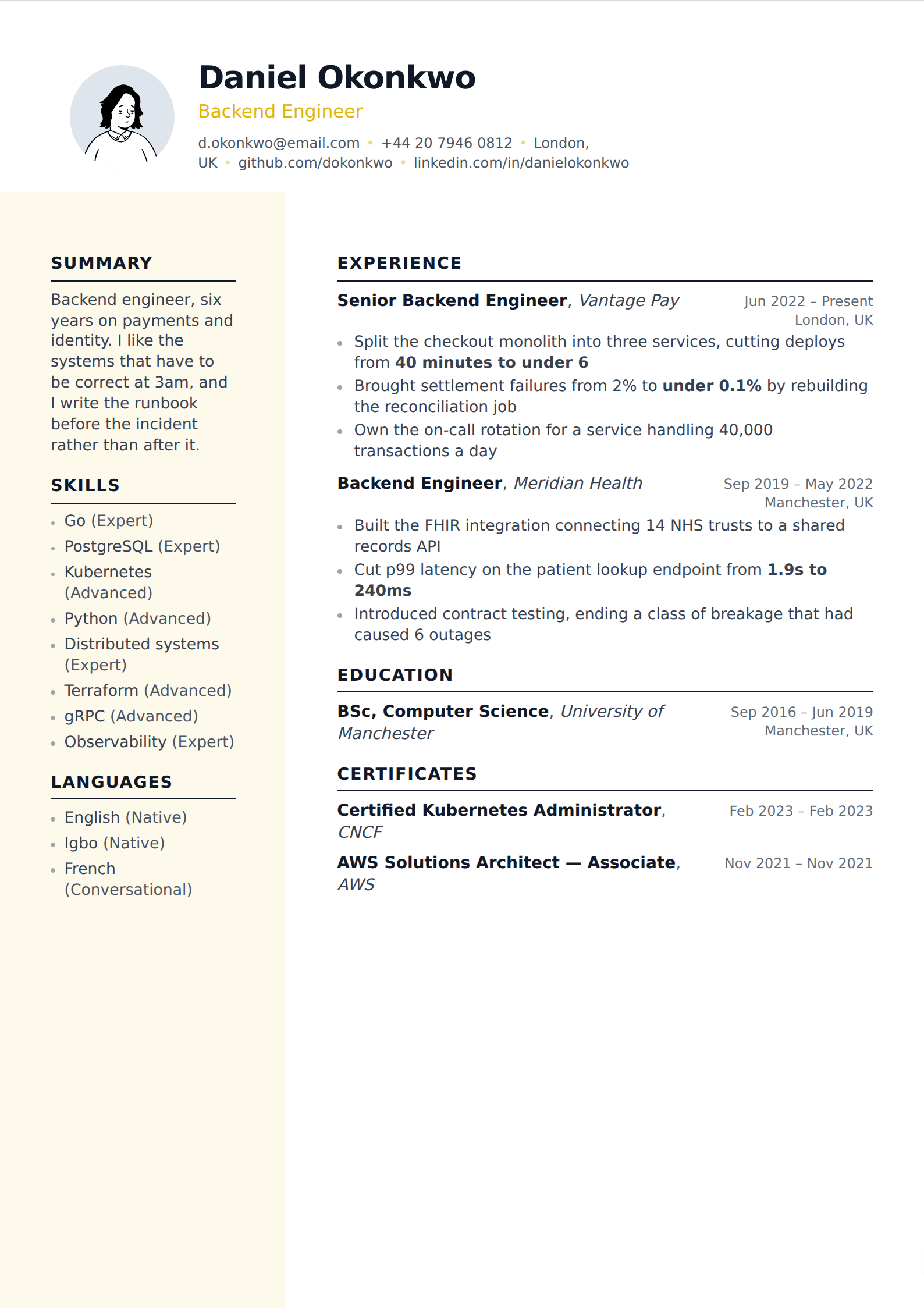 Hornet resume and CV template