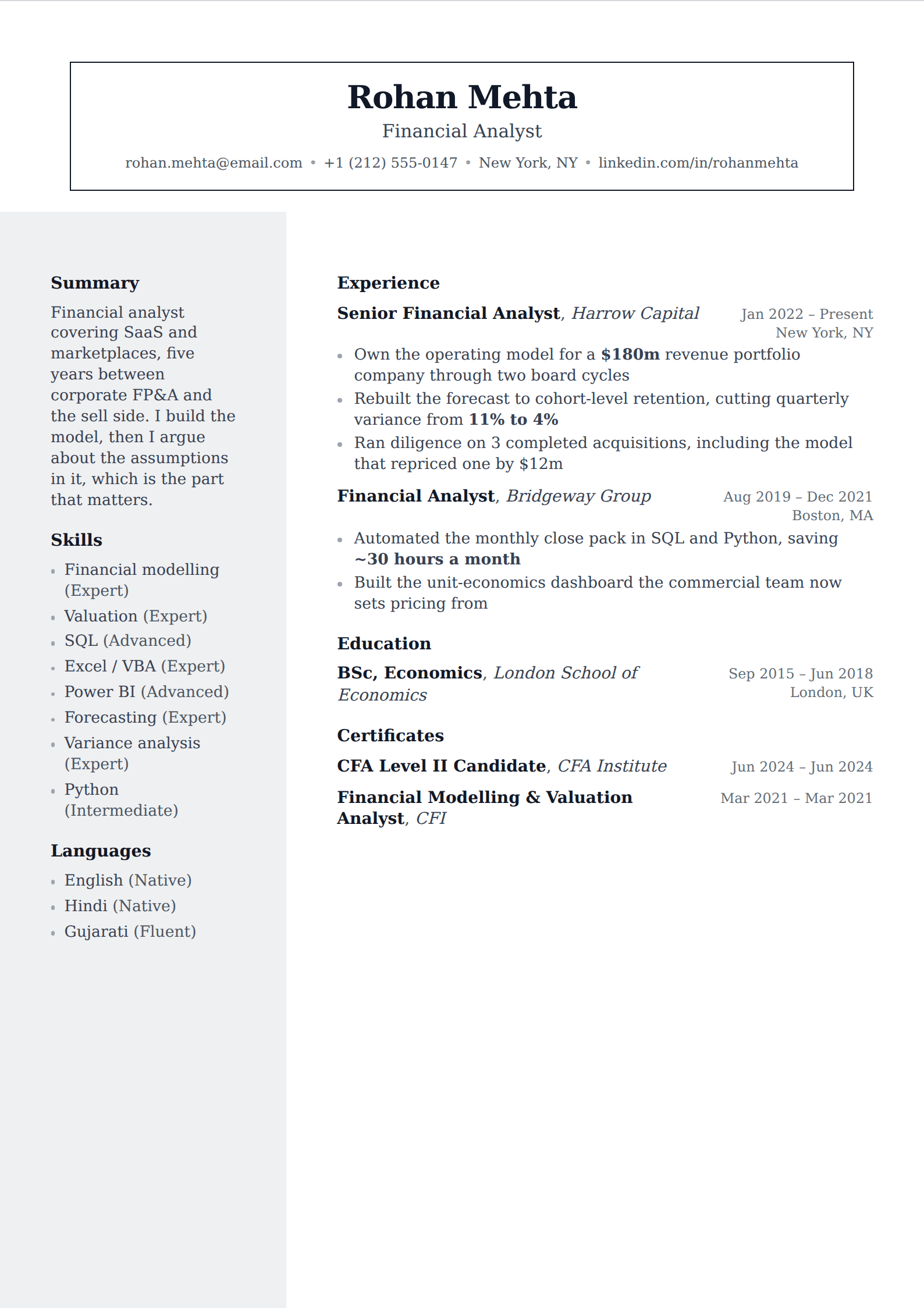 Keystone resume and CV template