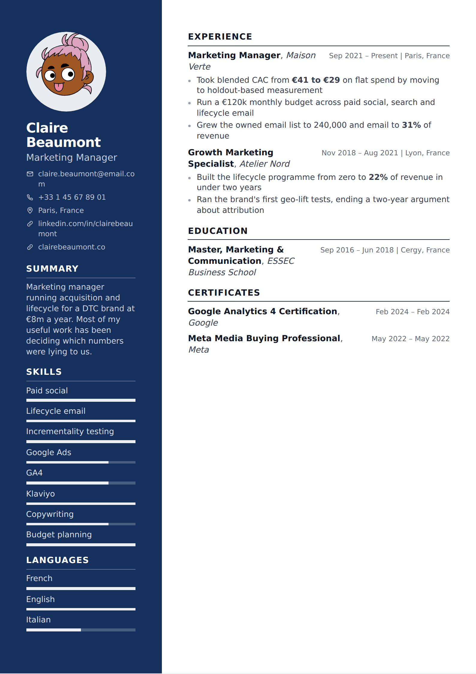Lighthouse resume and CV template