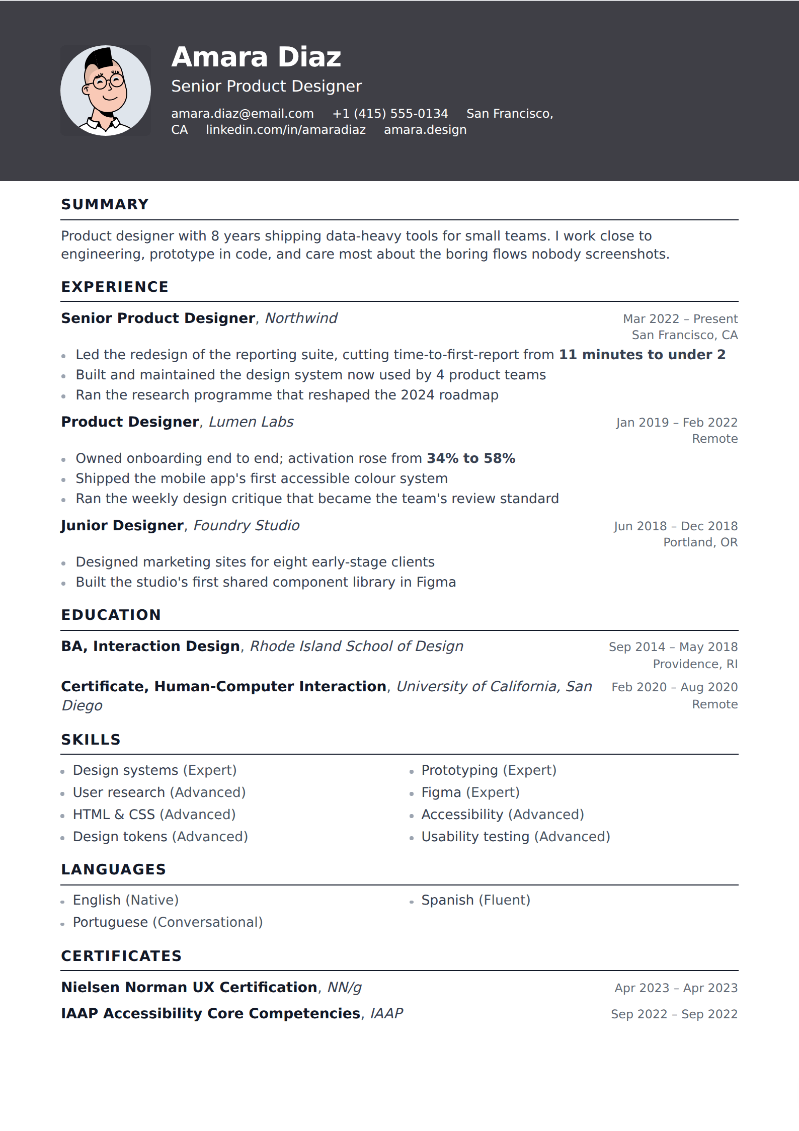 Lintel resume and CV template