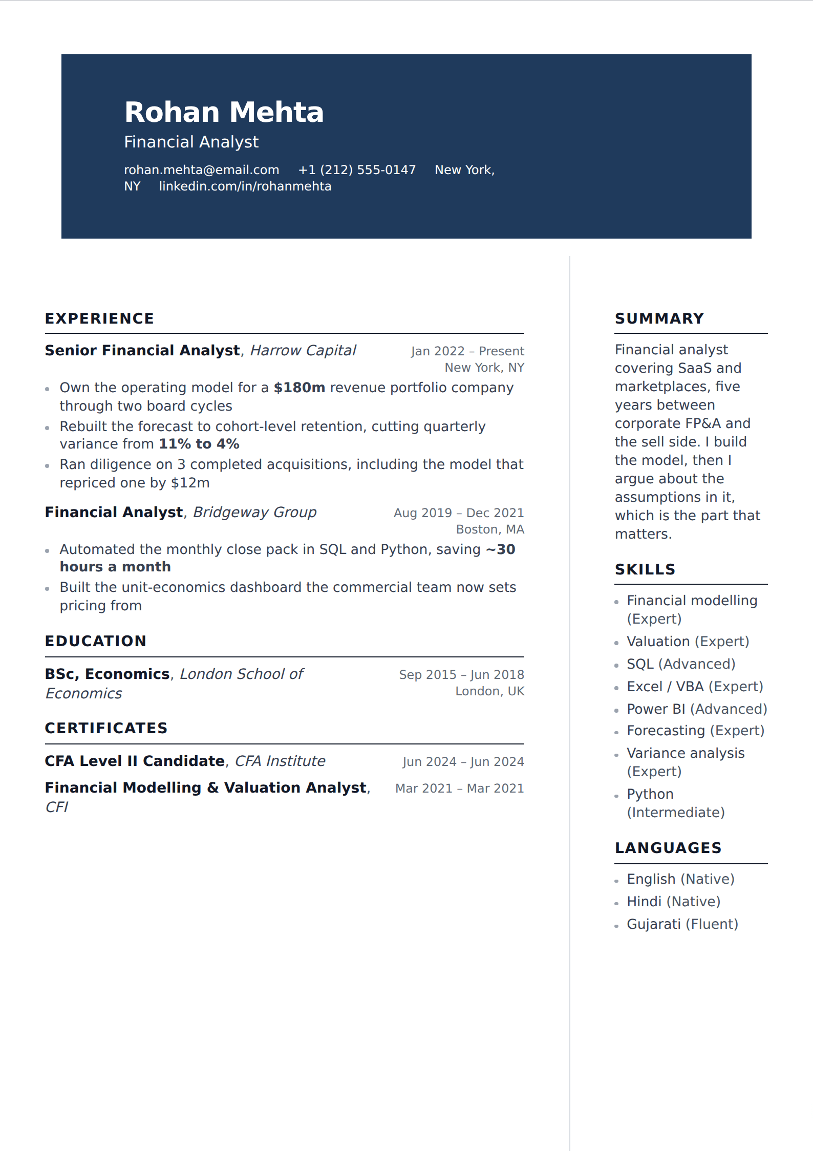 Longitude resume and CV template