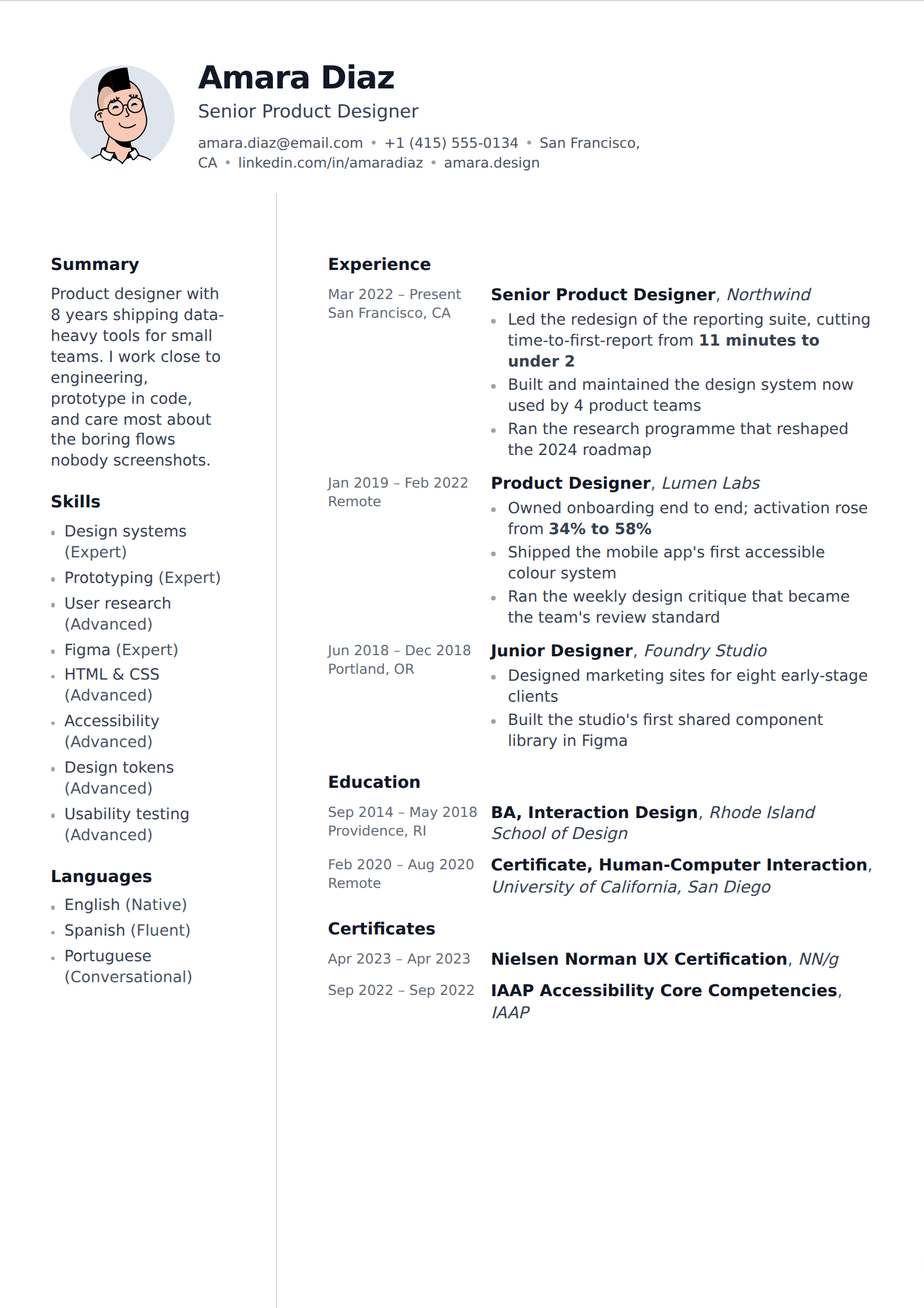 Lumen resume and CV template