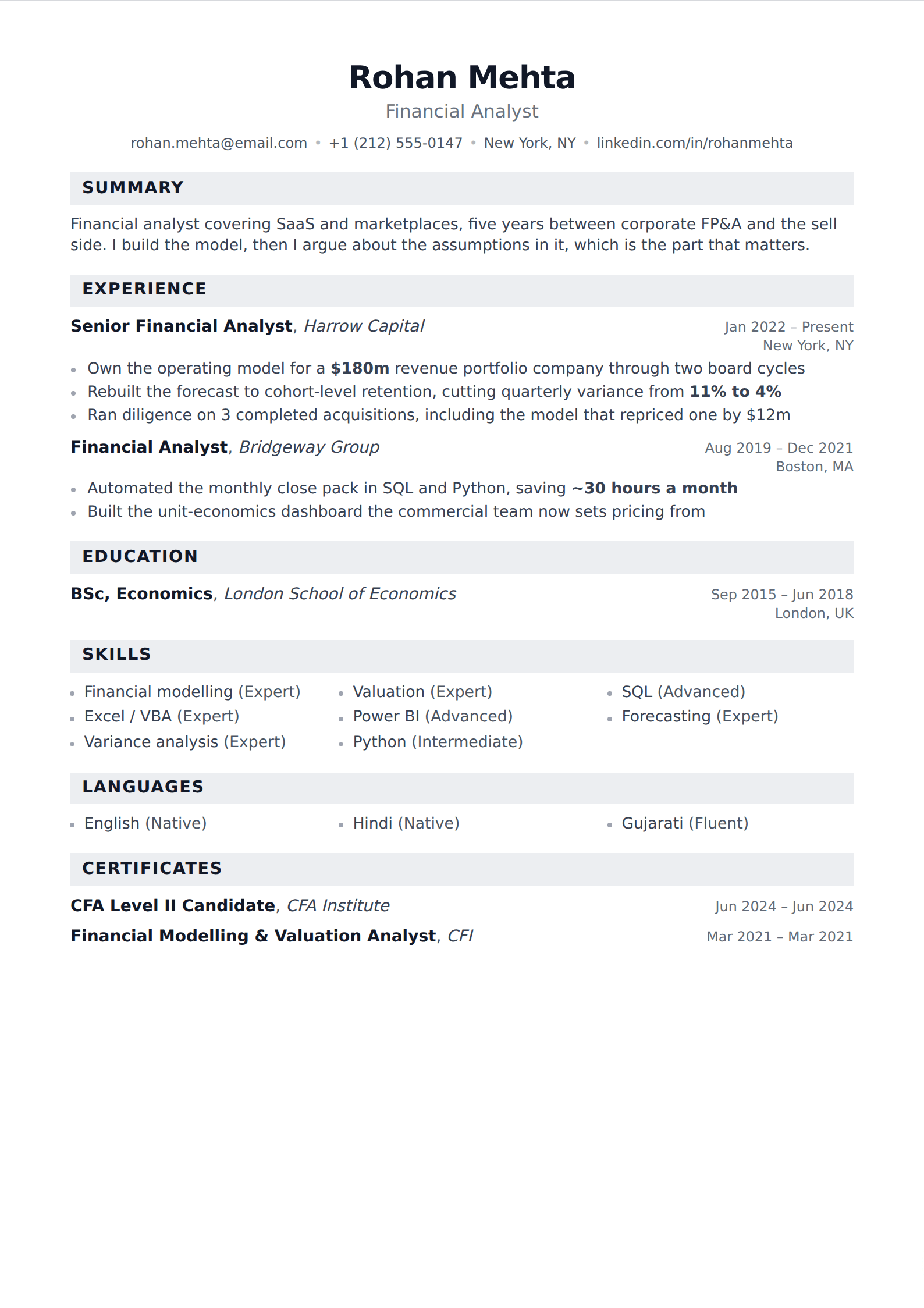 Milestone resume and CV template
