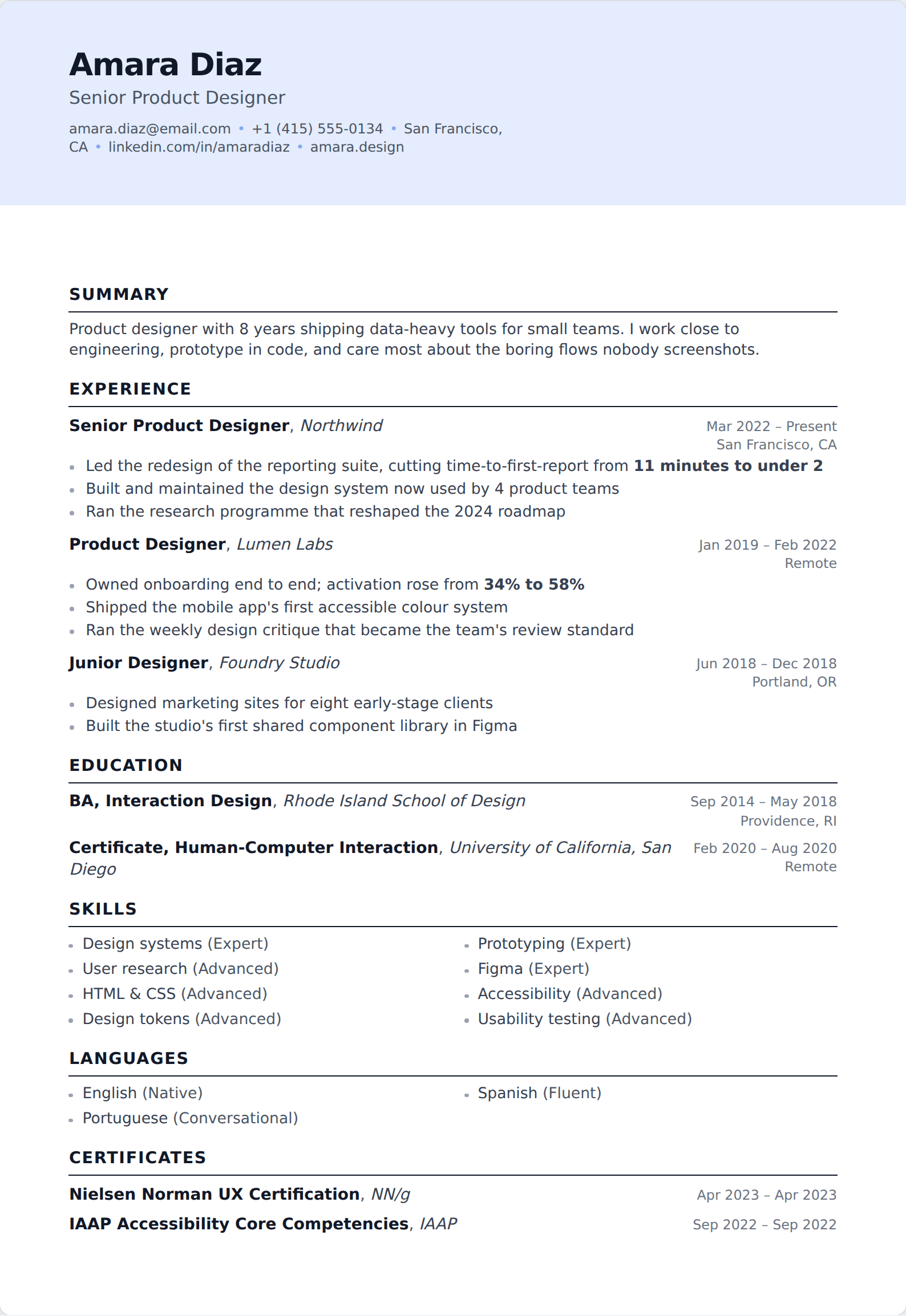 Modern resume template