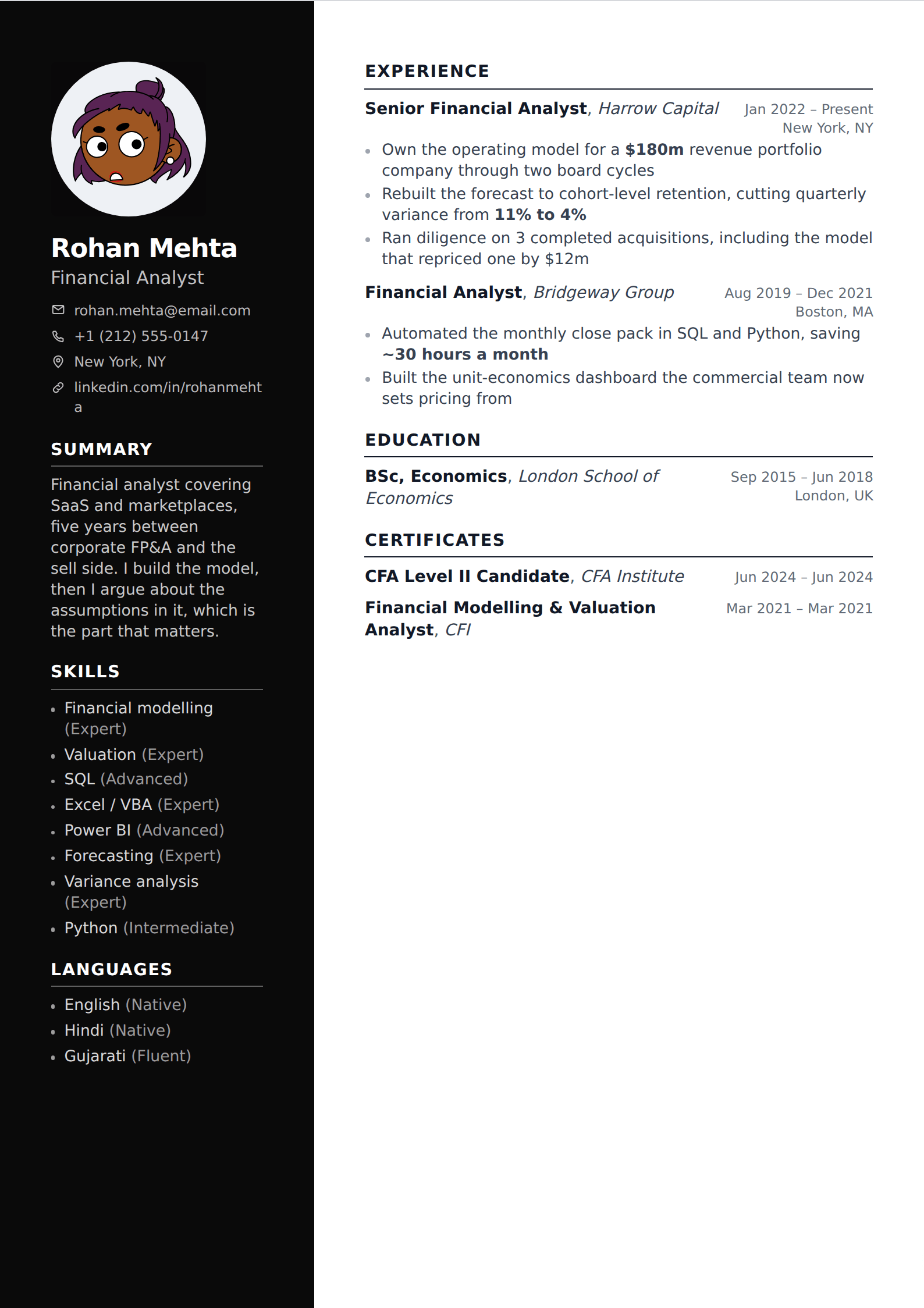 Monolith resume and CV template