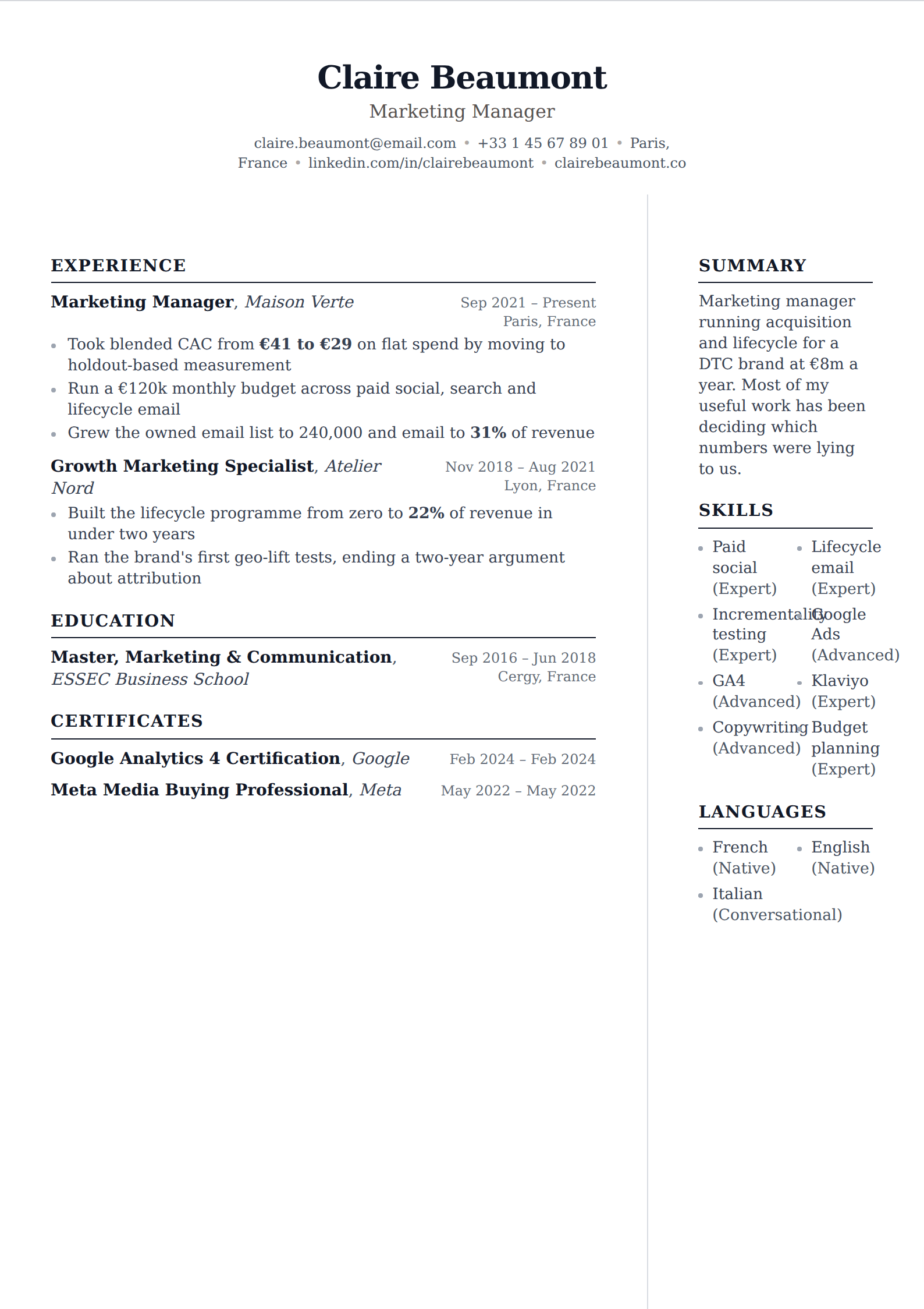 Obelisk resume and CV template