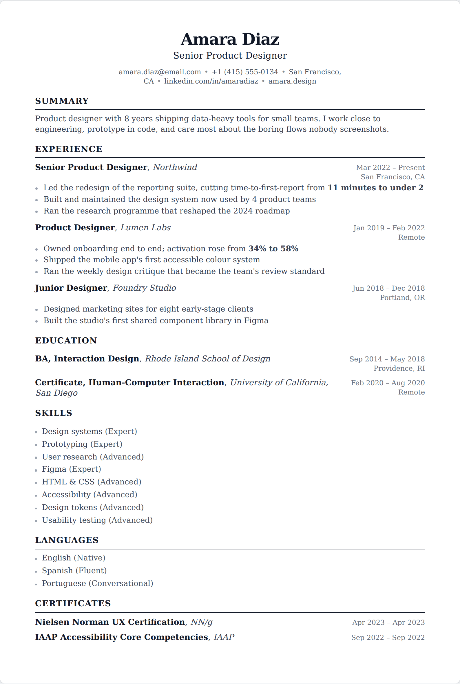 Oxford resume template