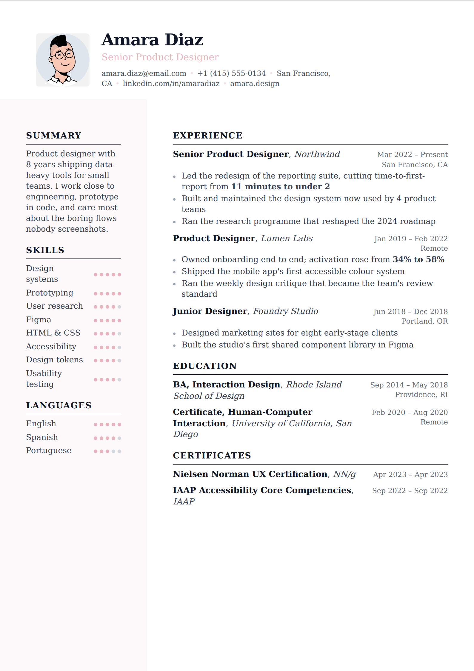 Peony resume and CV template