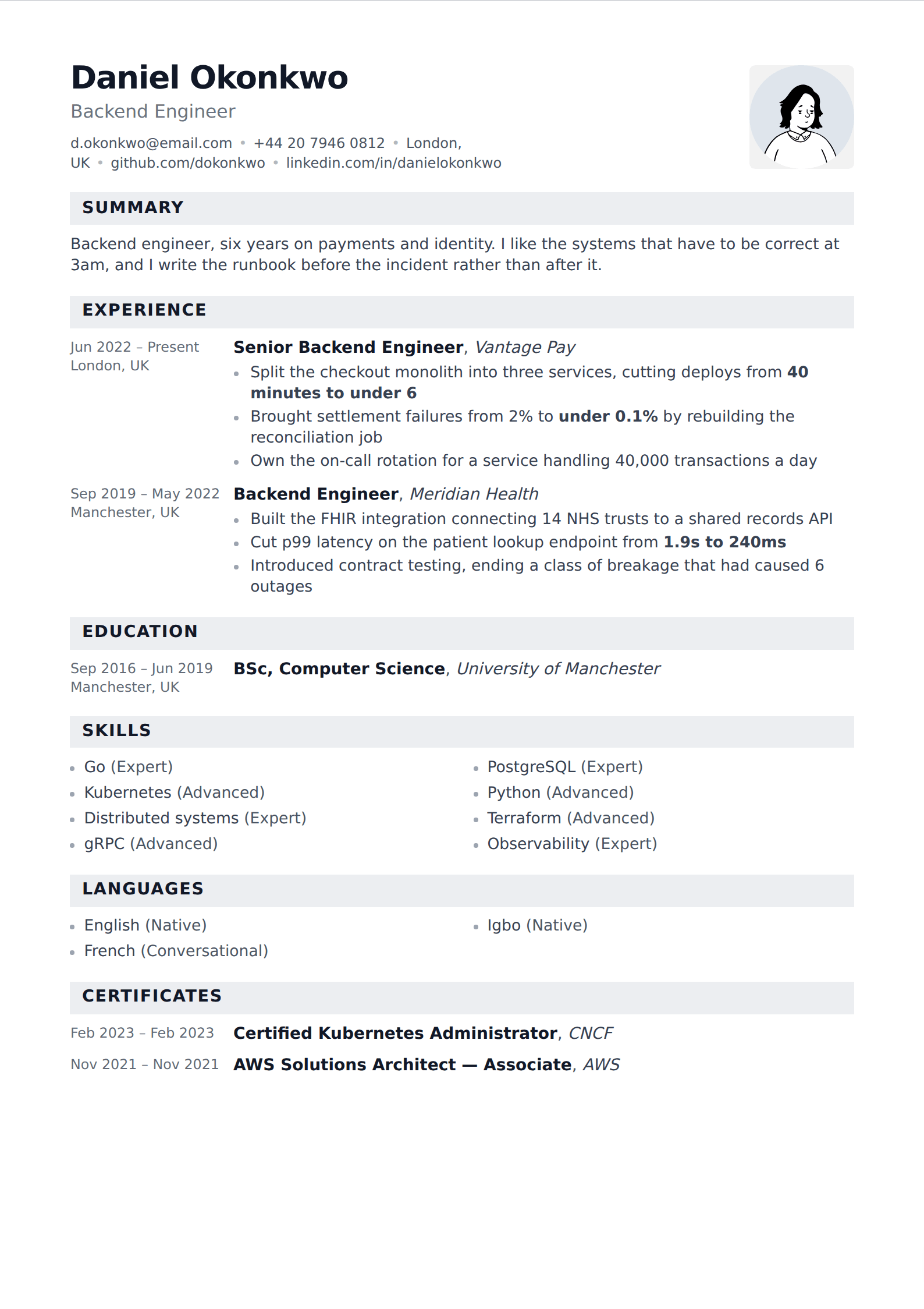 Pewter resume and CV template