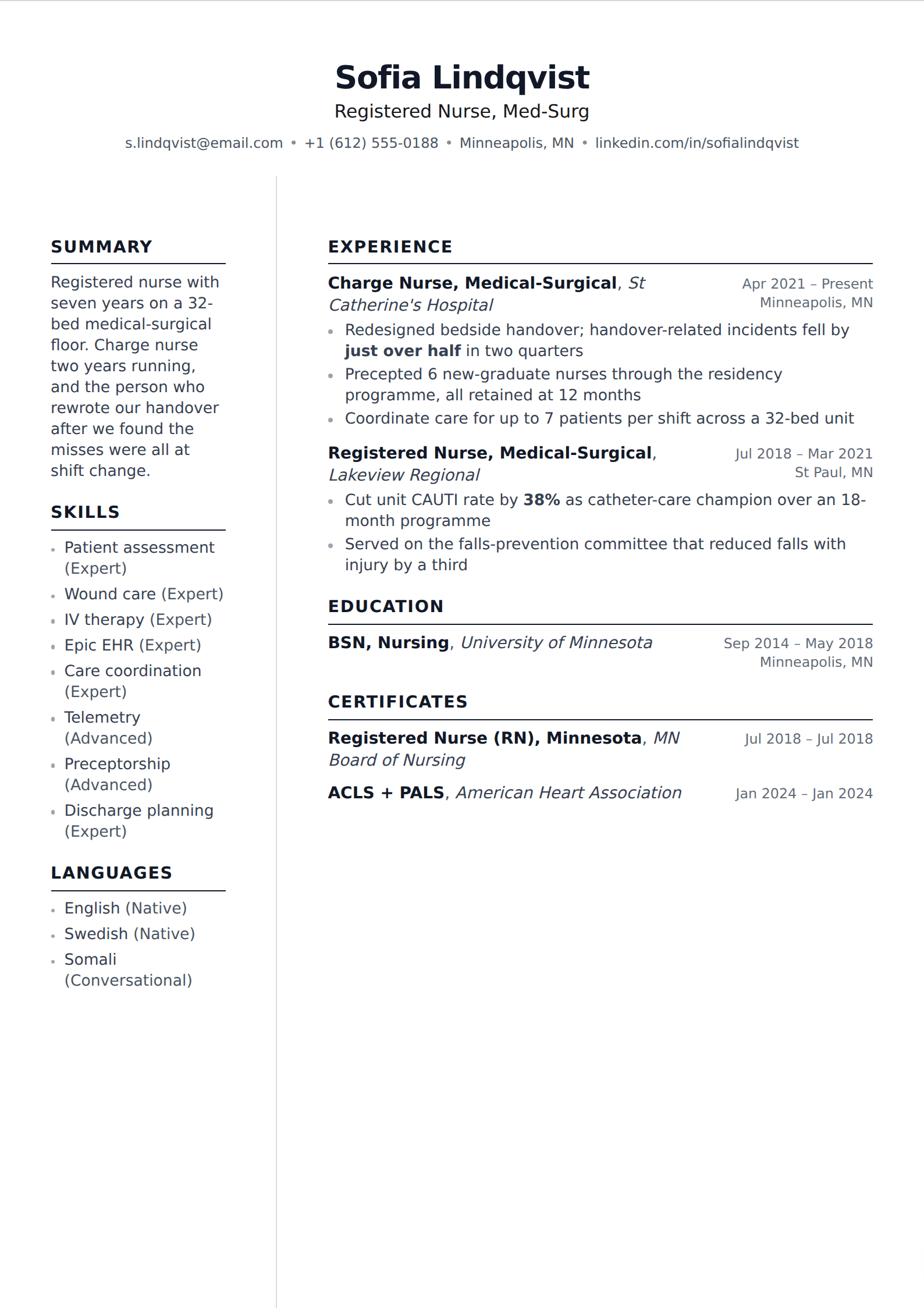 Pillar resume and CV template