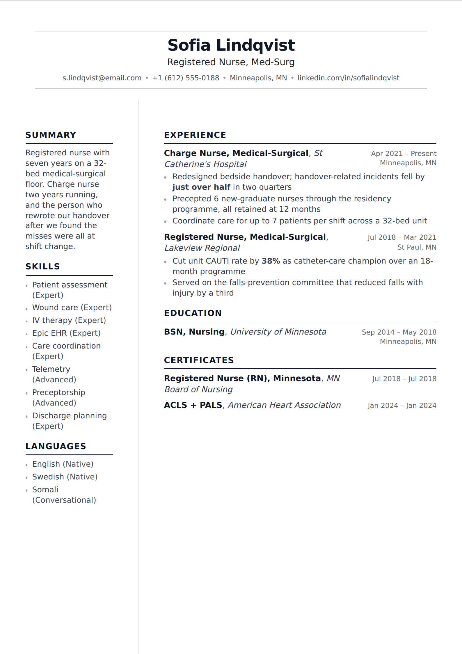 Plumbline resume and CV template