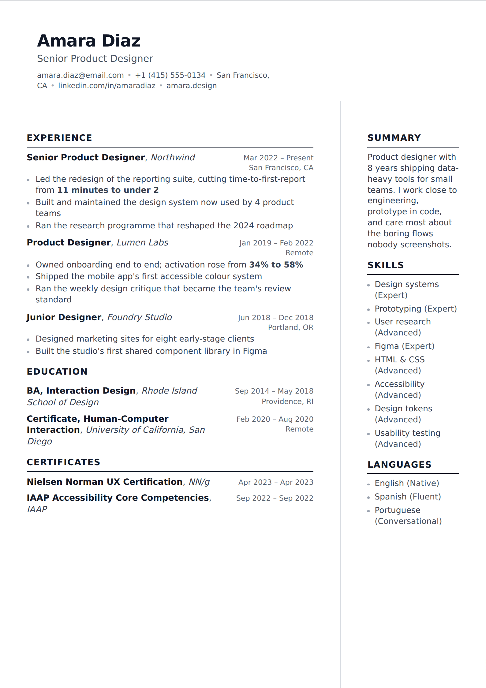 Quarry resume and CV template