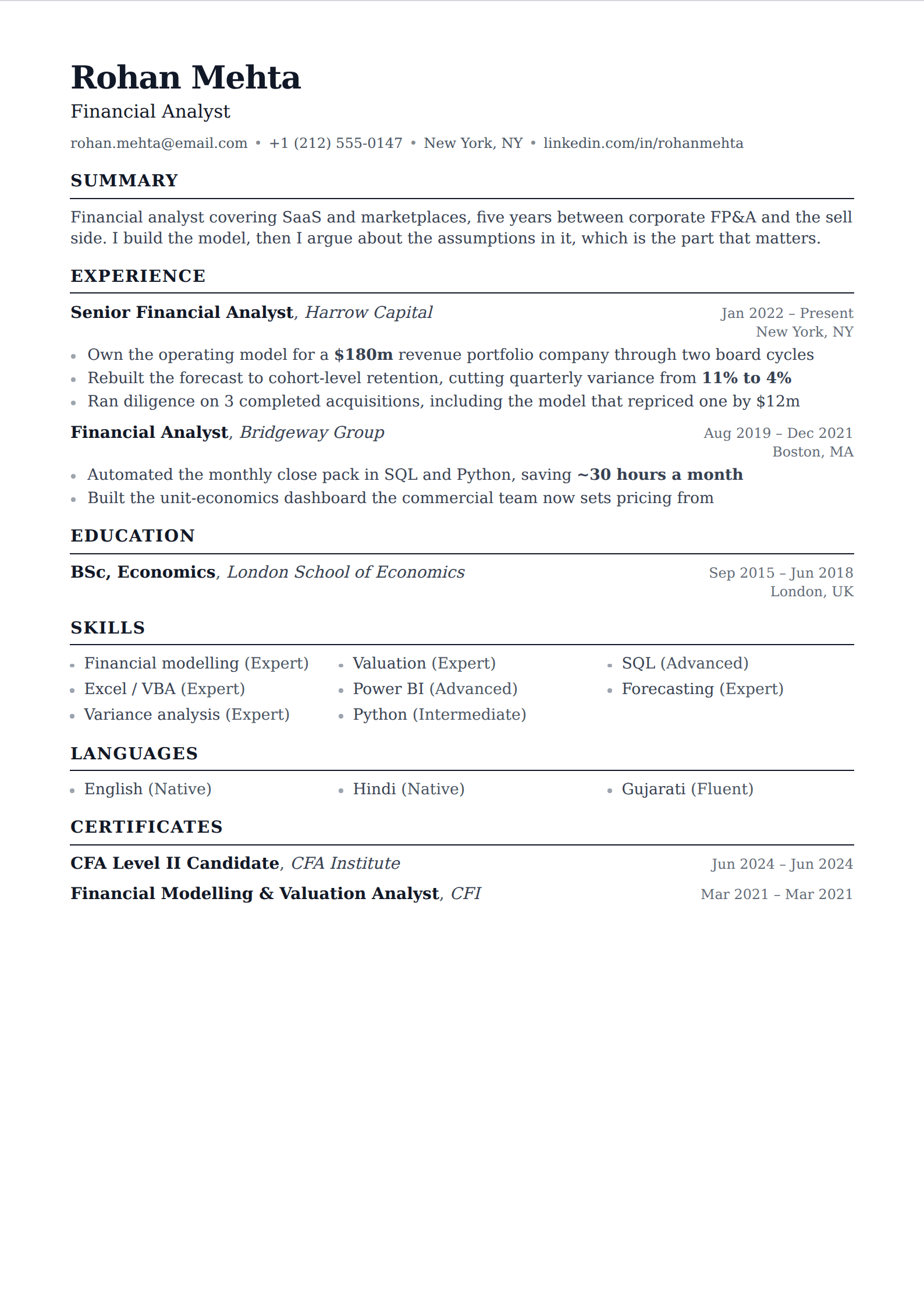 Quill resume and CV template