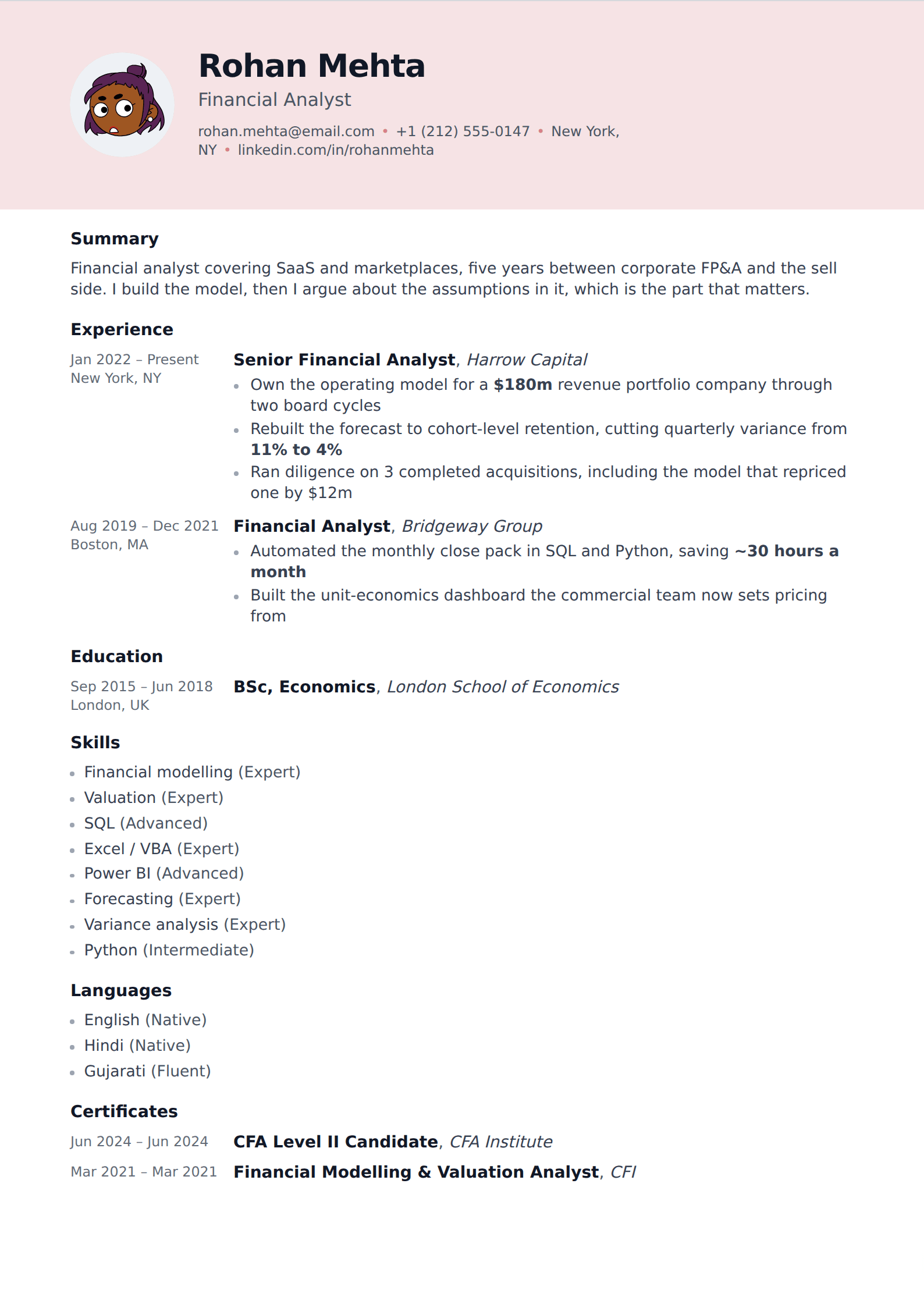 Regalia resume and CV template