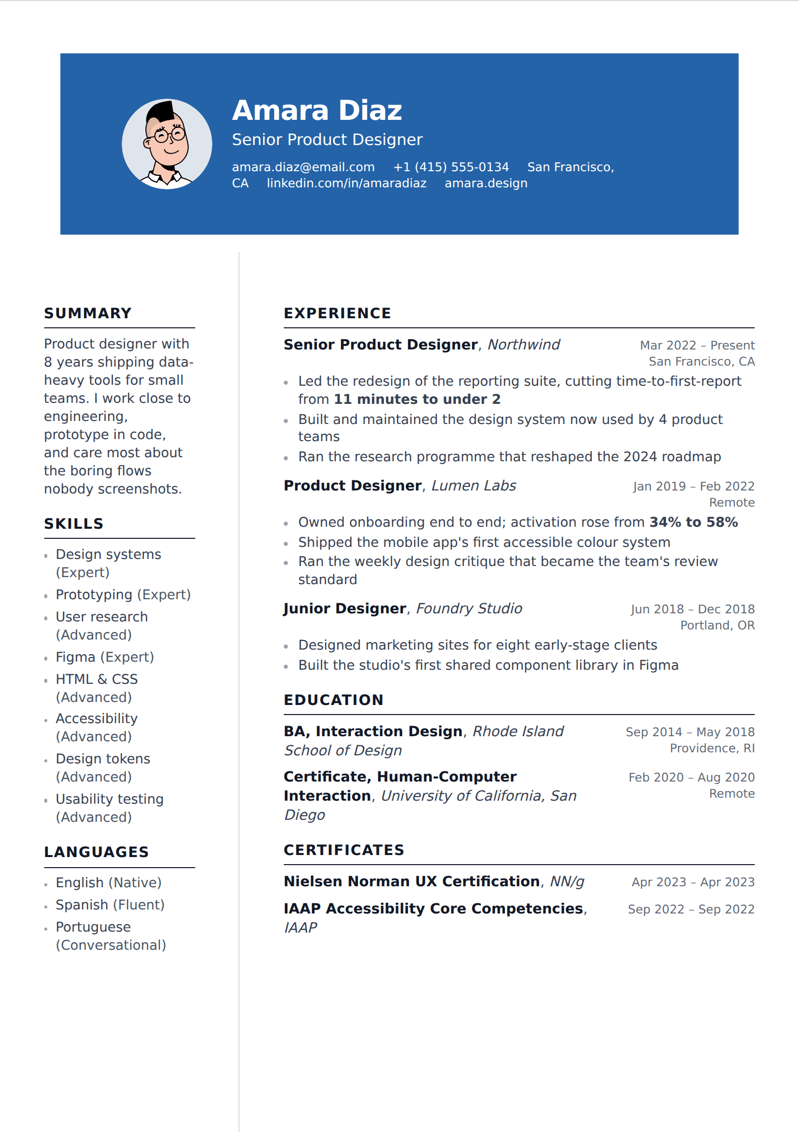Regatta resume and CV template
